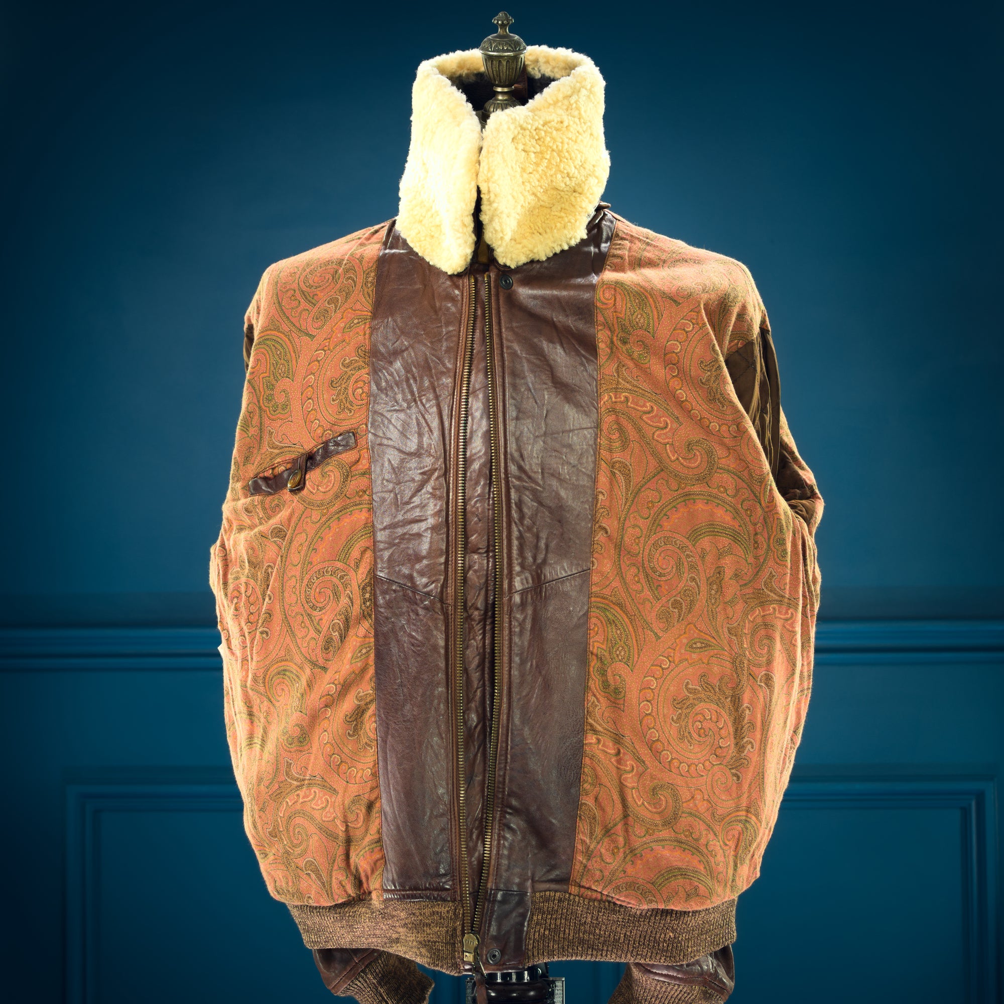 Vintage 1970s Etro Italian Lambskin G1 Flight Bomber Aviator Leather Jacket “L”