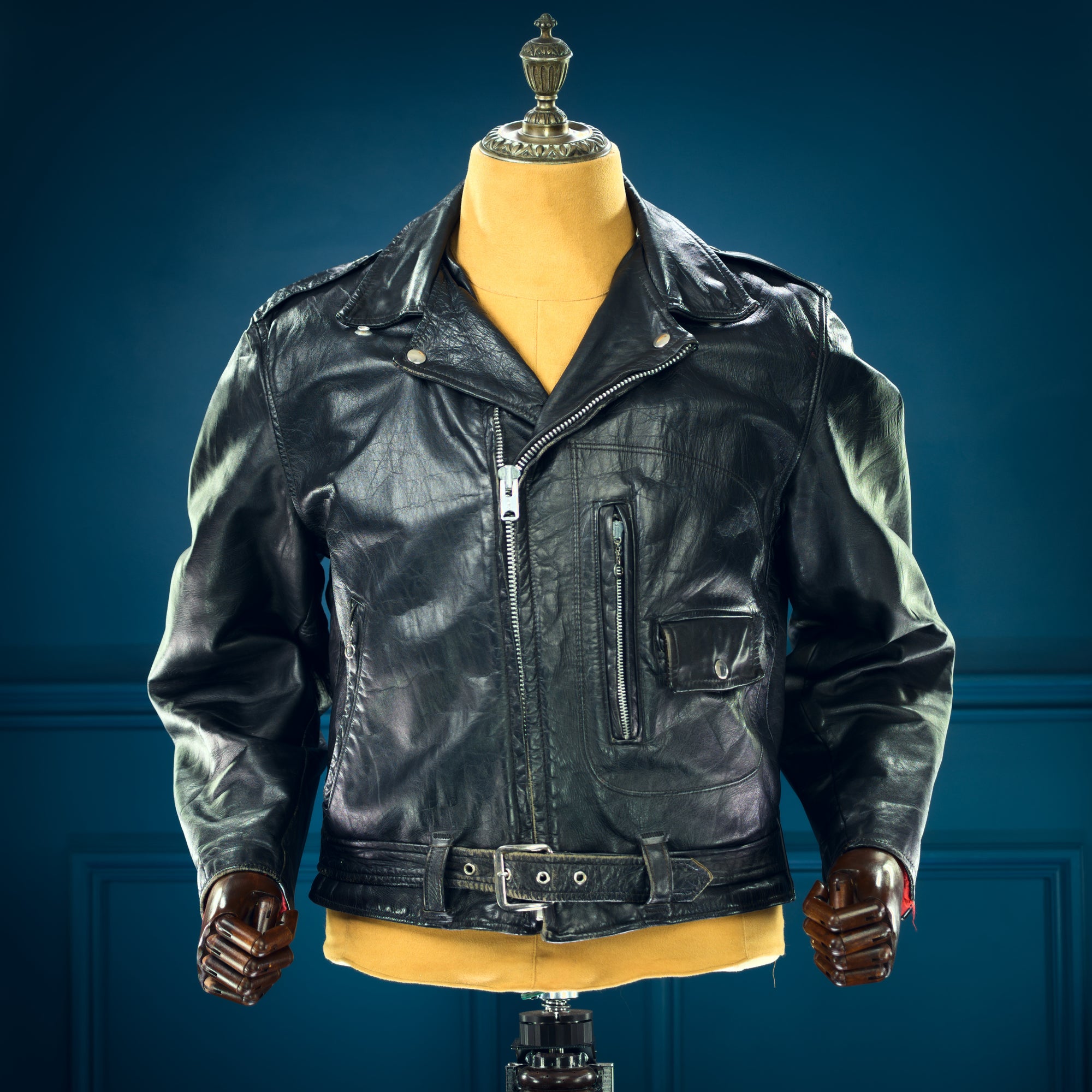 Vintage 1960s Sears Oakbrook Steerhide D Pocket Biker Moto Leather Jacket “M”