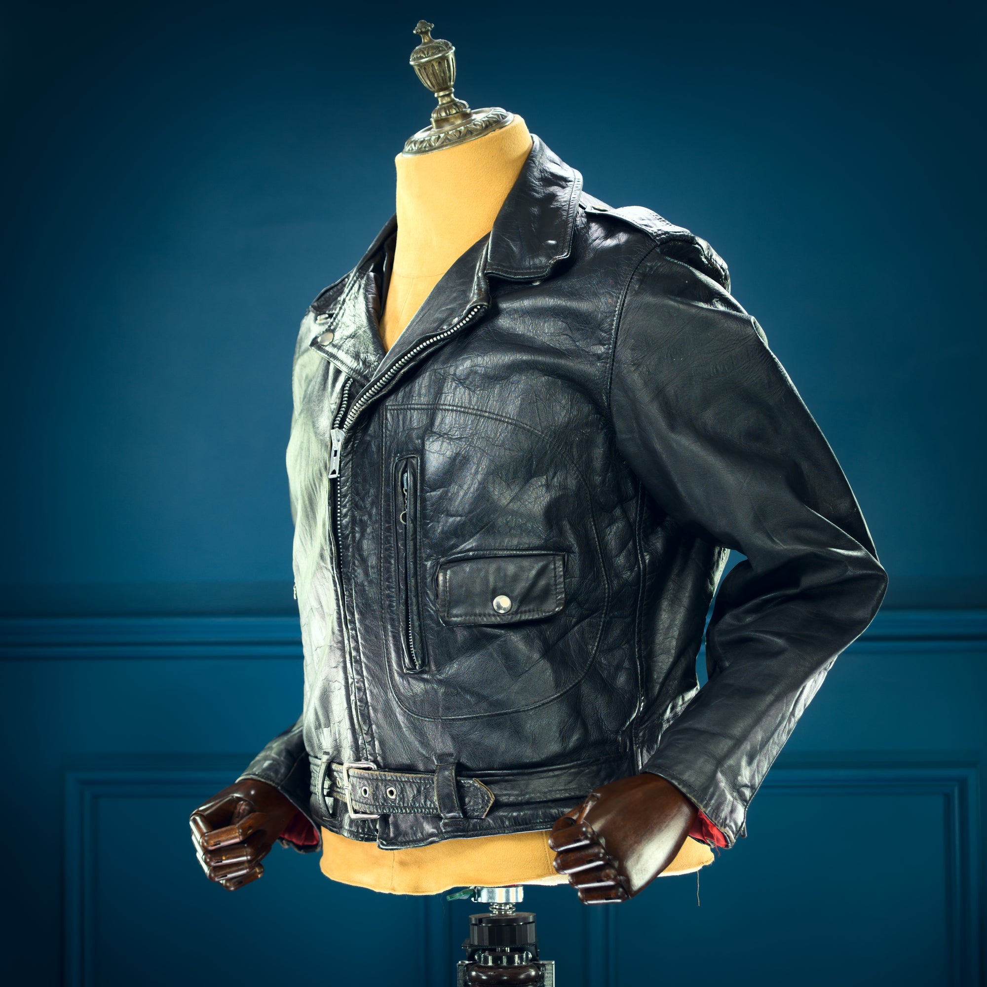 Vintage 1960s Sears Oakbrook Steerhide D Pocket Biker Moto Leather Jacket “M”