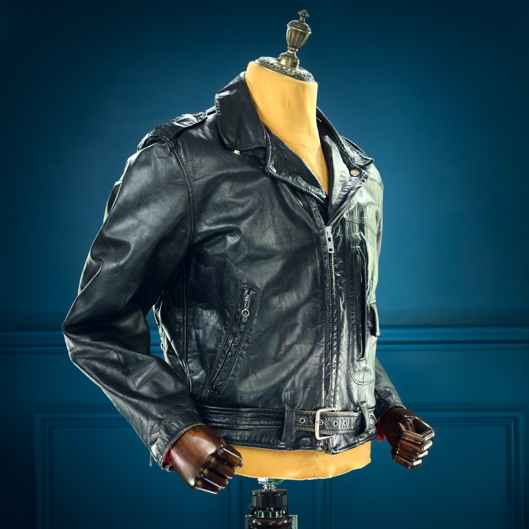 Vintage 1960s Sears Oakbrook Steerhide D Pocket Biker Moto Leather Jacket “M”