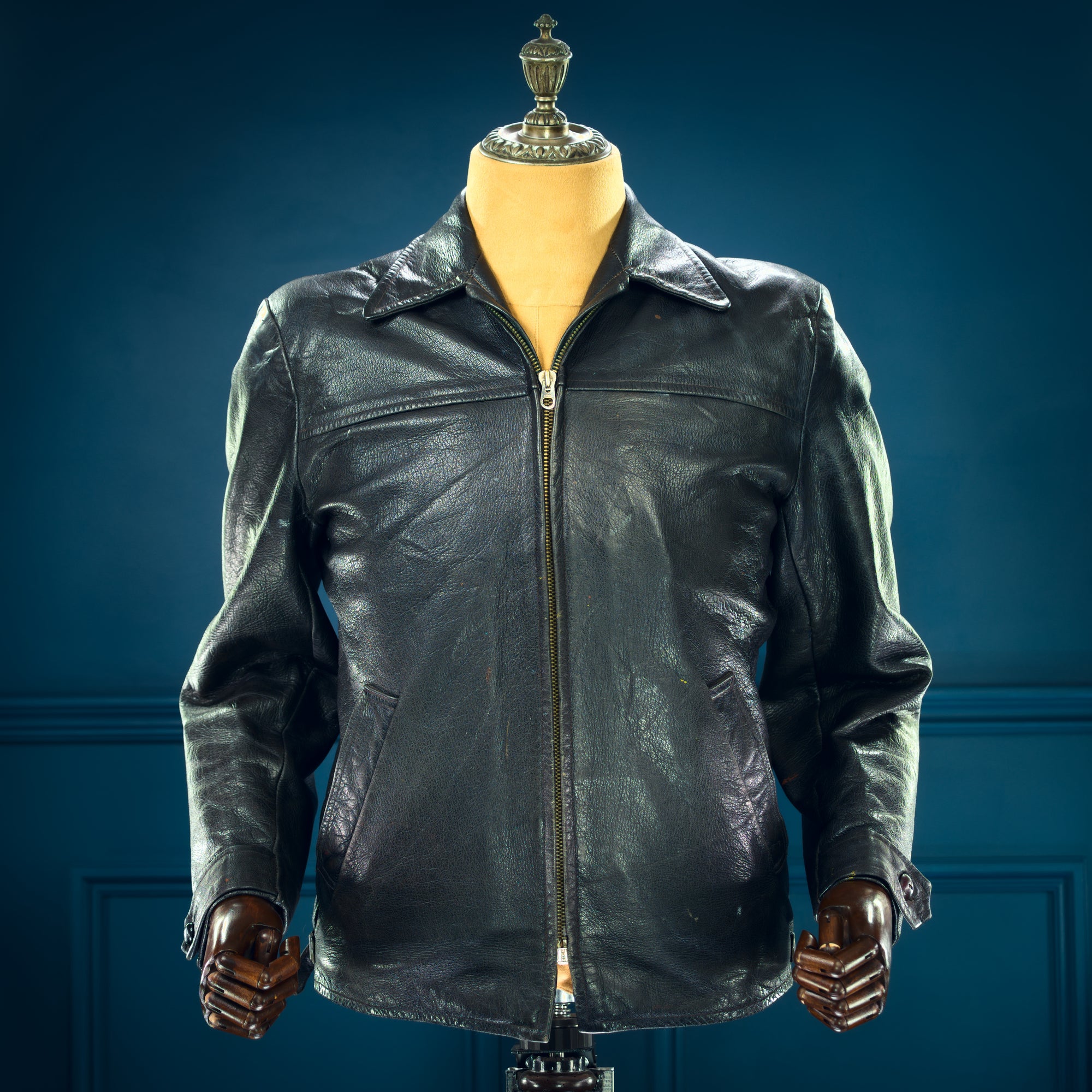 Vintage 1950s Dala Goatskin Single Rider Highwayman Worker Leather Jacket “M”