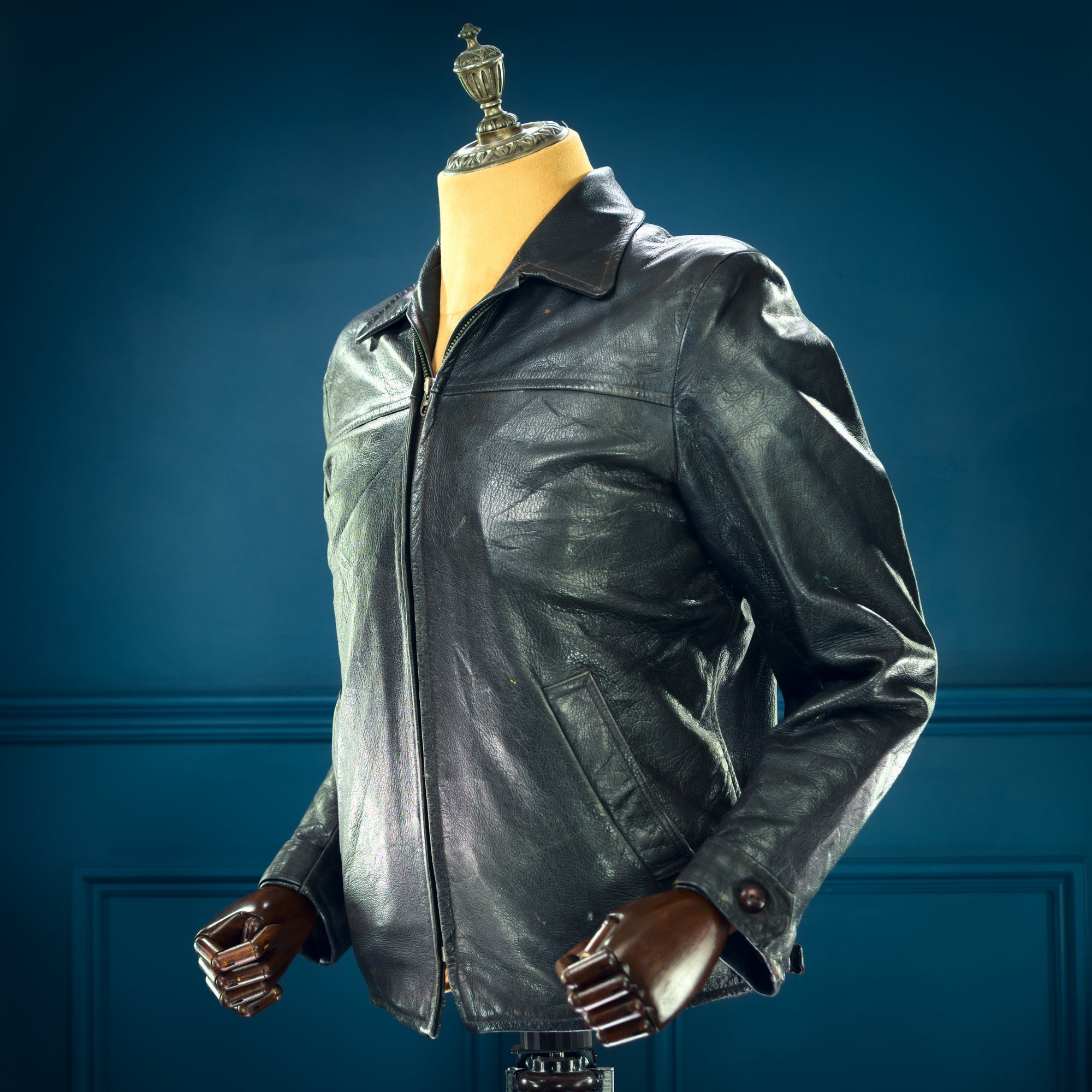 Vintage 1950s Dala Goatskin Single Rider Highwayman Worker Leather Jacket “M”