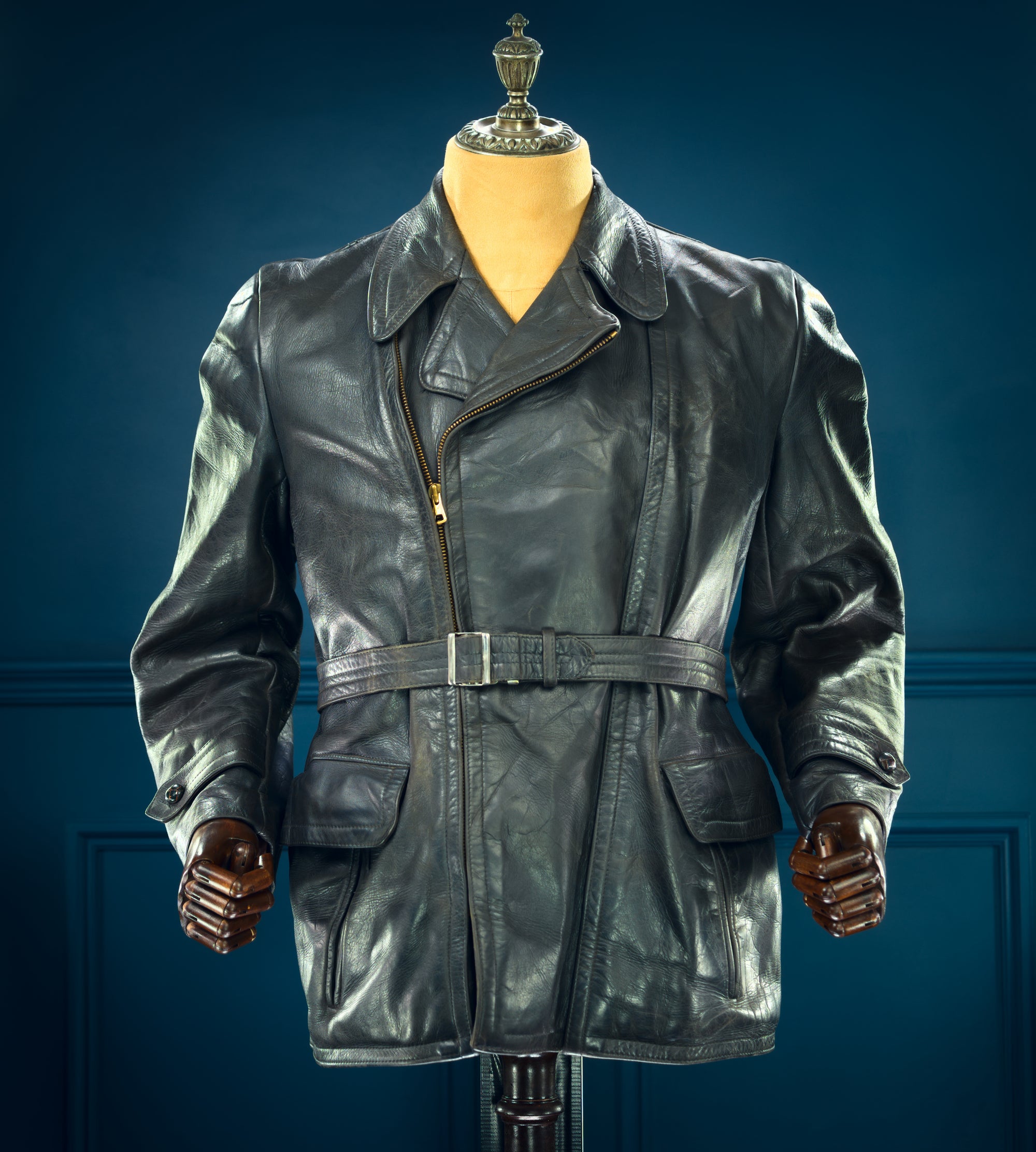 Vintage 1950s West German Steerhide Border Police Dispatch Leather Jacket “M”