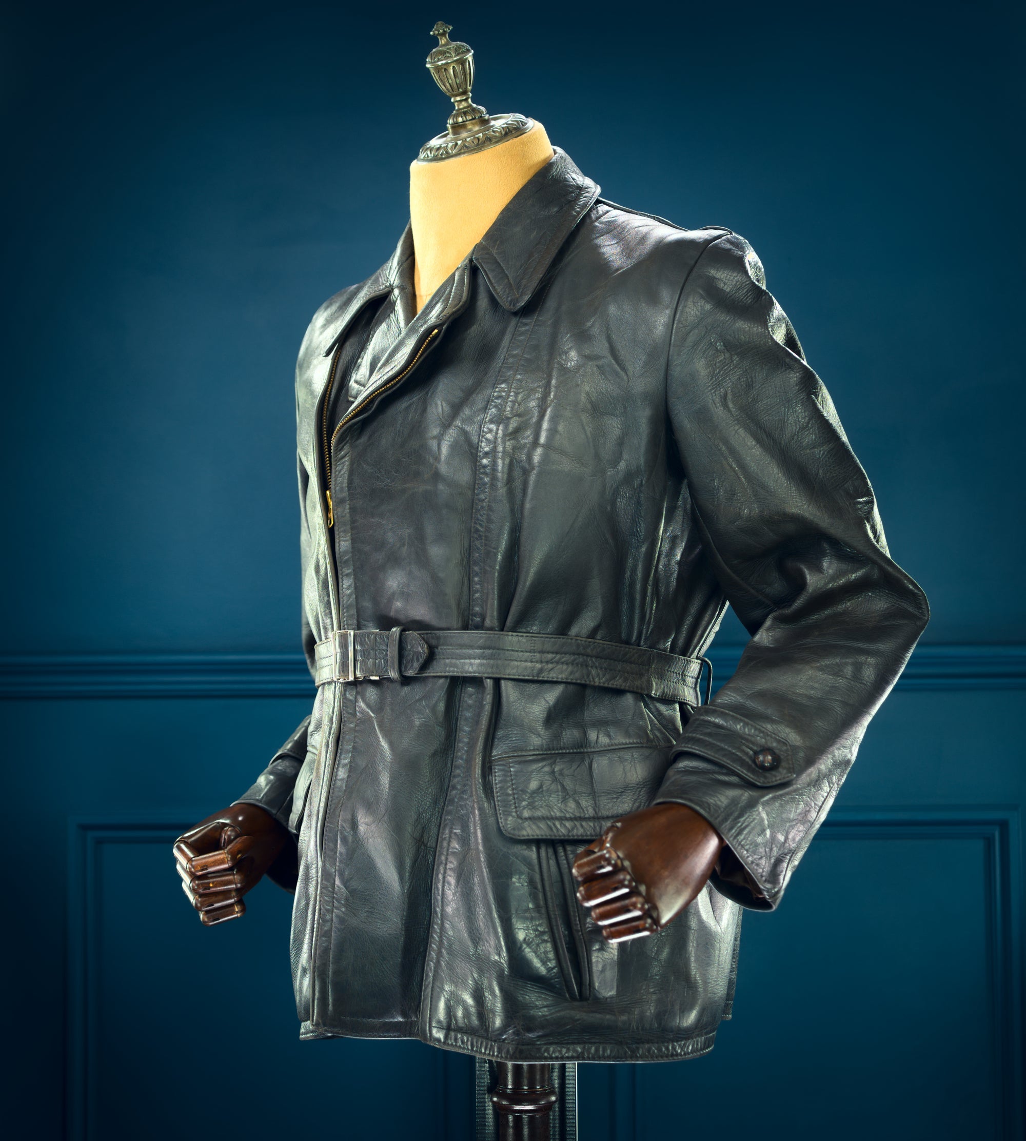 Vintage 1950s West German Steerhide Border Police Dispatch Leather Jacket “M”