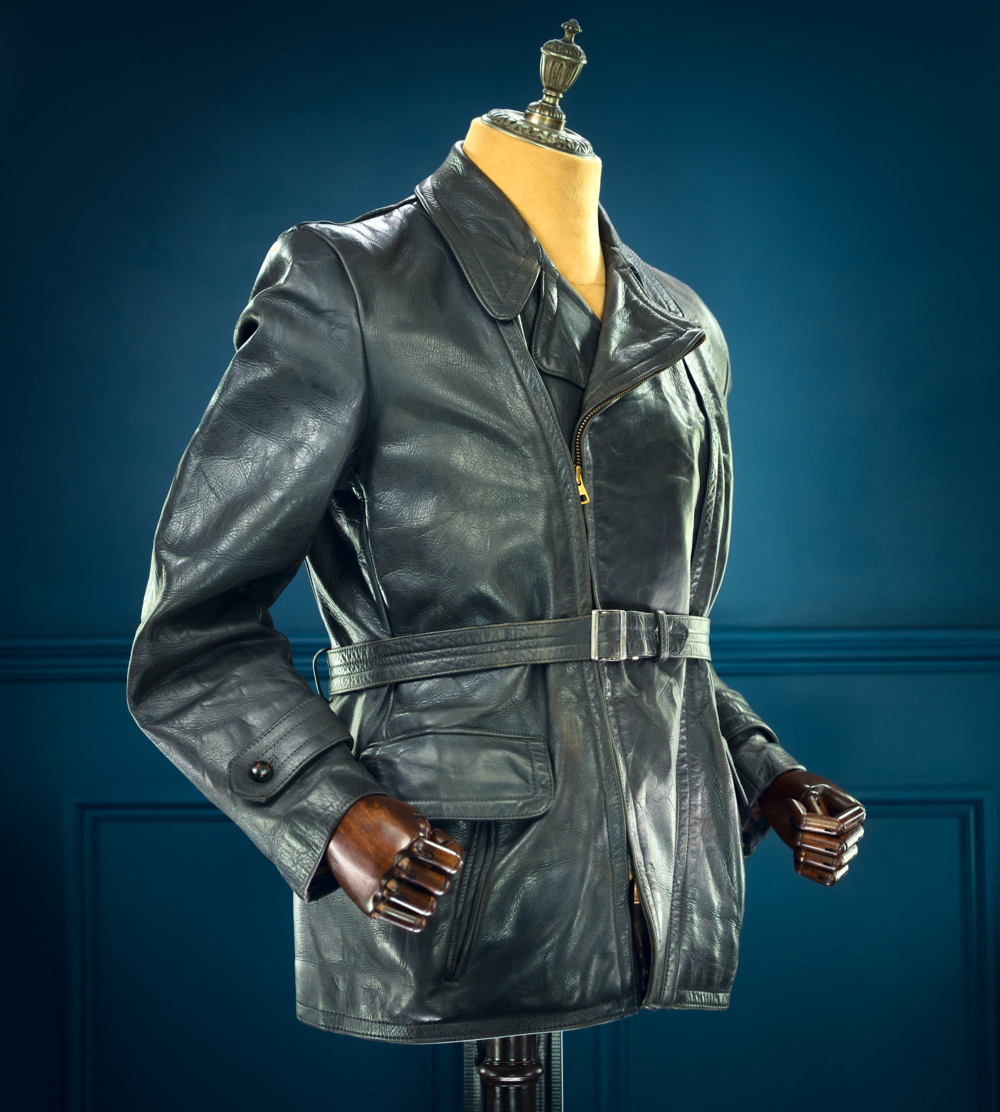 Vintage 1950s West German Steerhide Border Police Dispatch Leather Jacket “M”