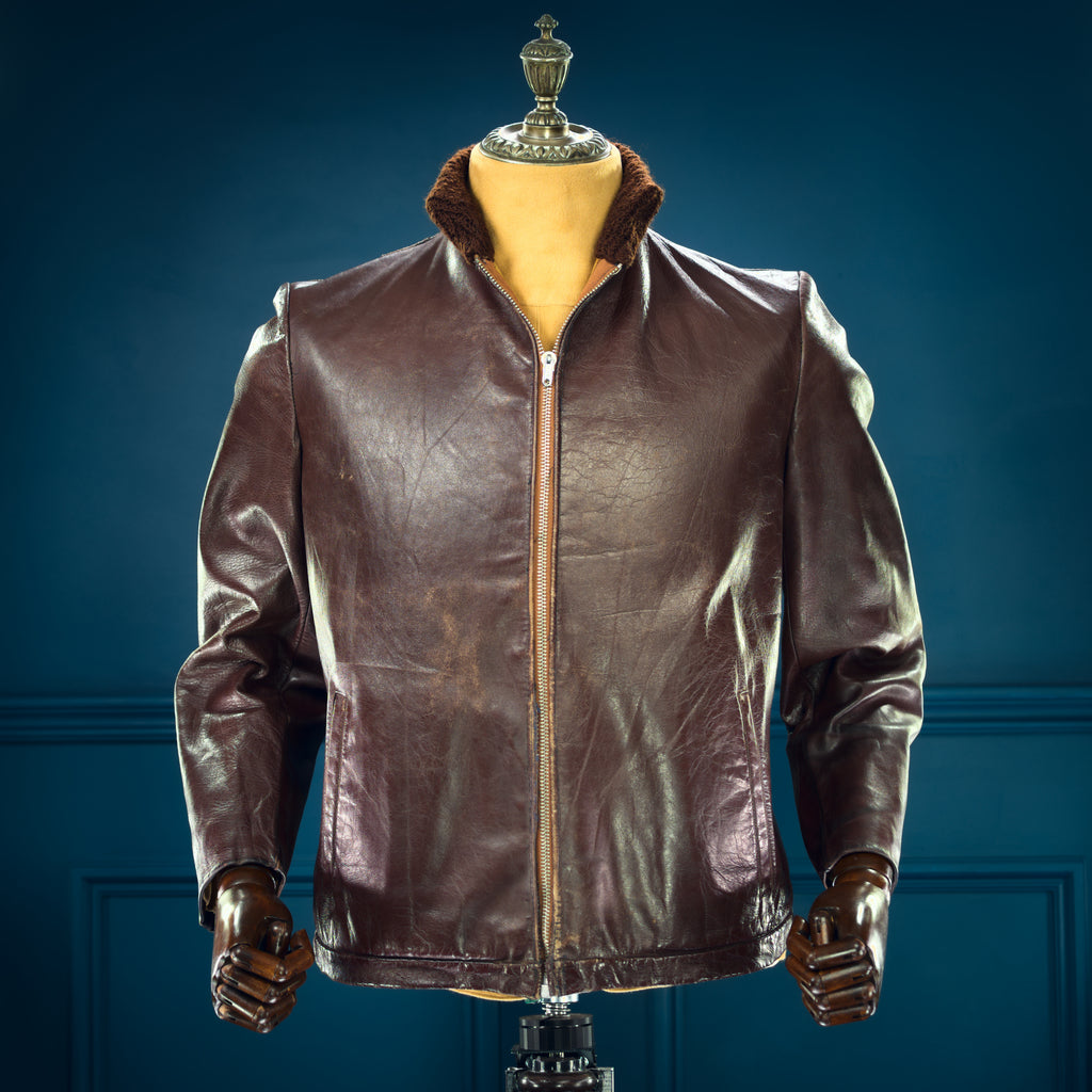 Vintage 1940s Czech Calfskin Windbreaker Flight Campus Leather Jacket “M”