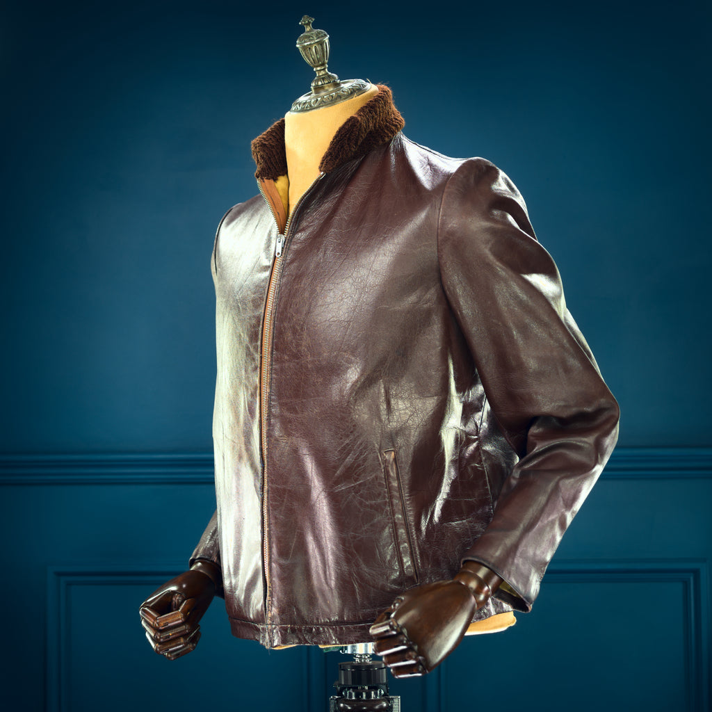 Vintage 1940s Czech Calfskin Windbreaker Flight Campus Leather Jacket “M”