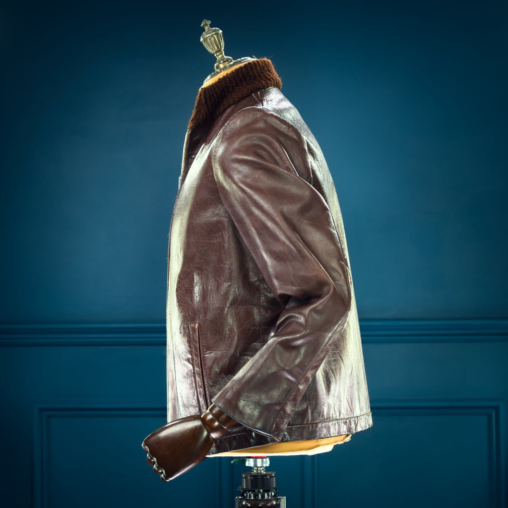 Vintage 1940s Czech Calfskin Windbreaker Flight Campus Leather Jacket “M”