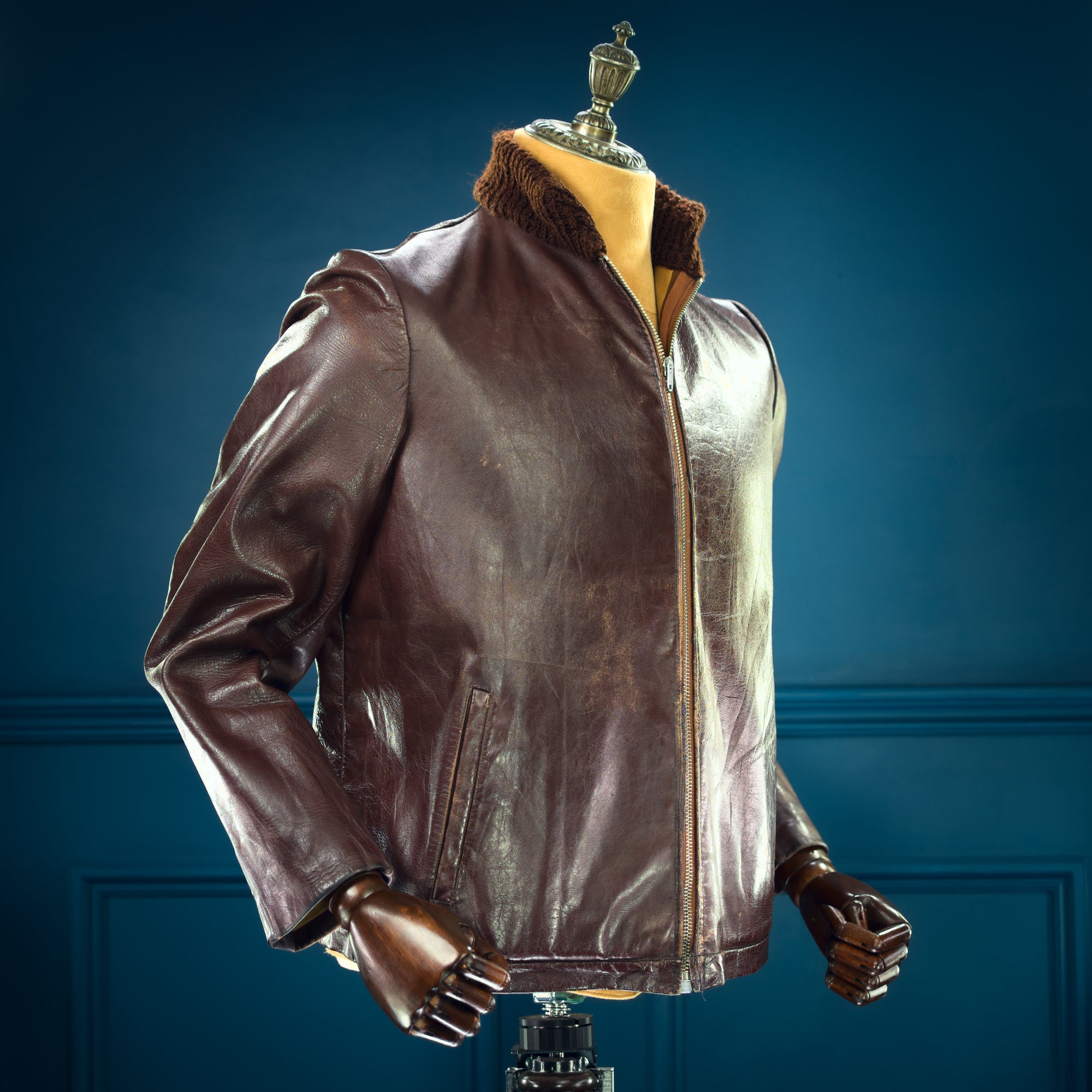 Vintage 1940s Czech Calfskin Windbreaker Flight Campus Leather Jacket “M”