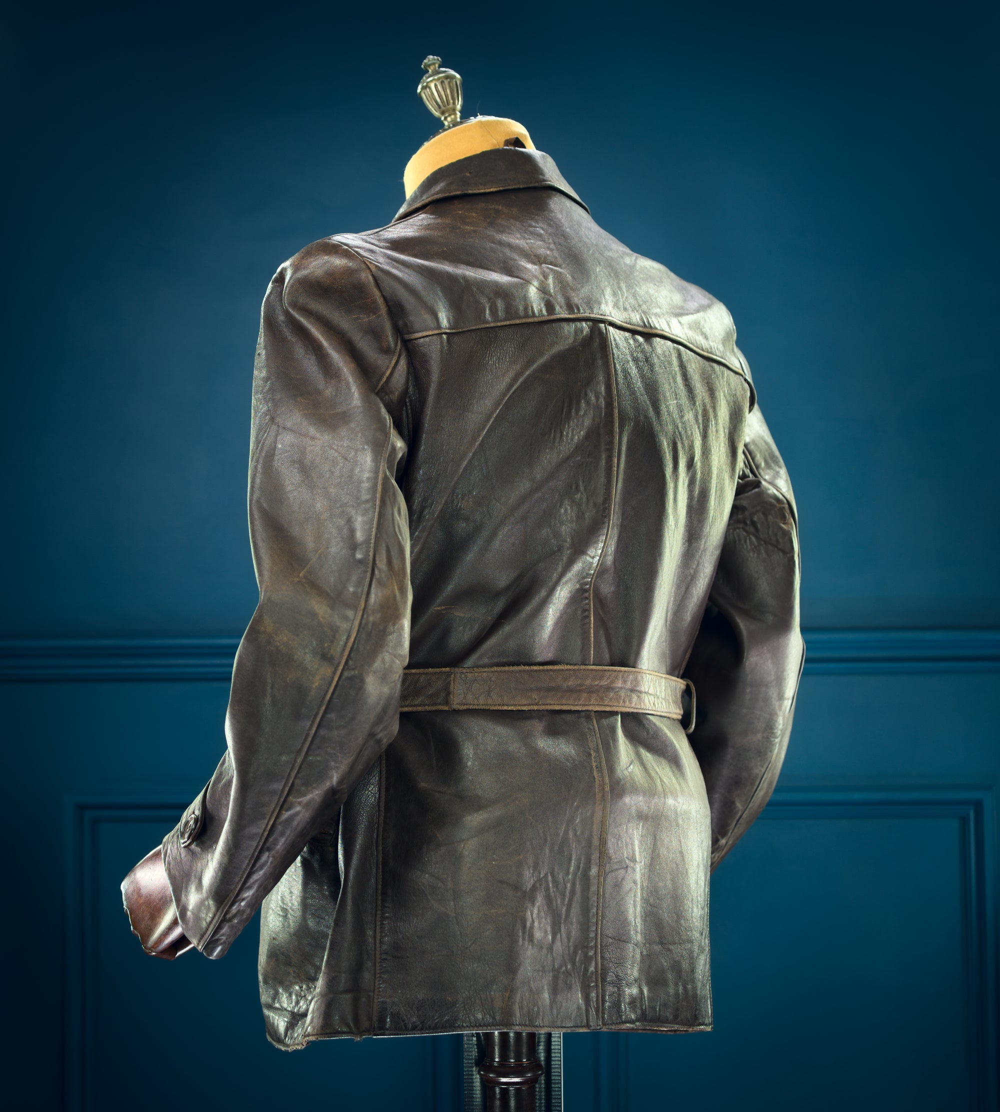 Vintage 1940s West German Sheepskin Border Police Dispatch Leather Jacket “M”