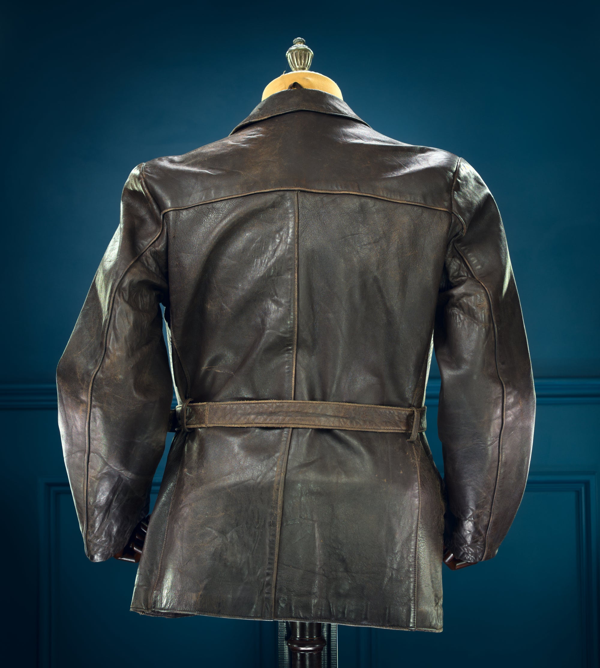 Vintage 1940s West German Sheepskin Border Police Dispatch Leather Jacket “M”