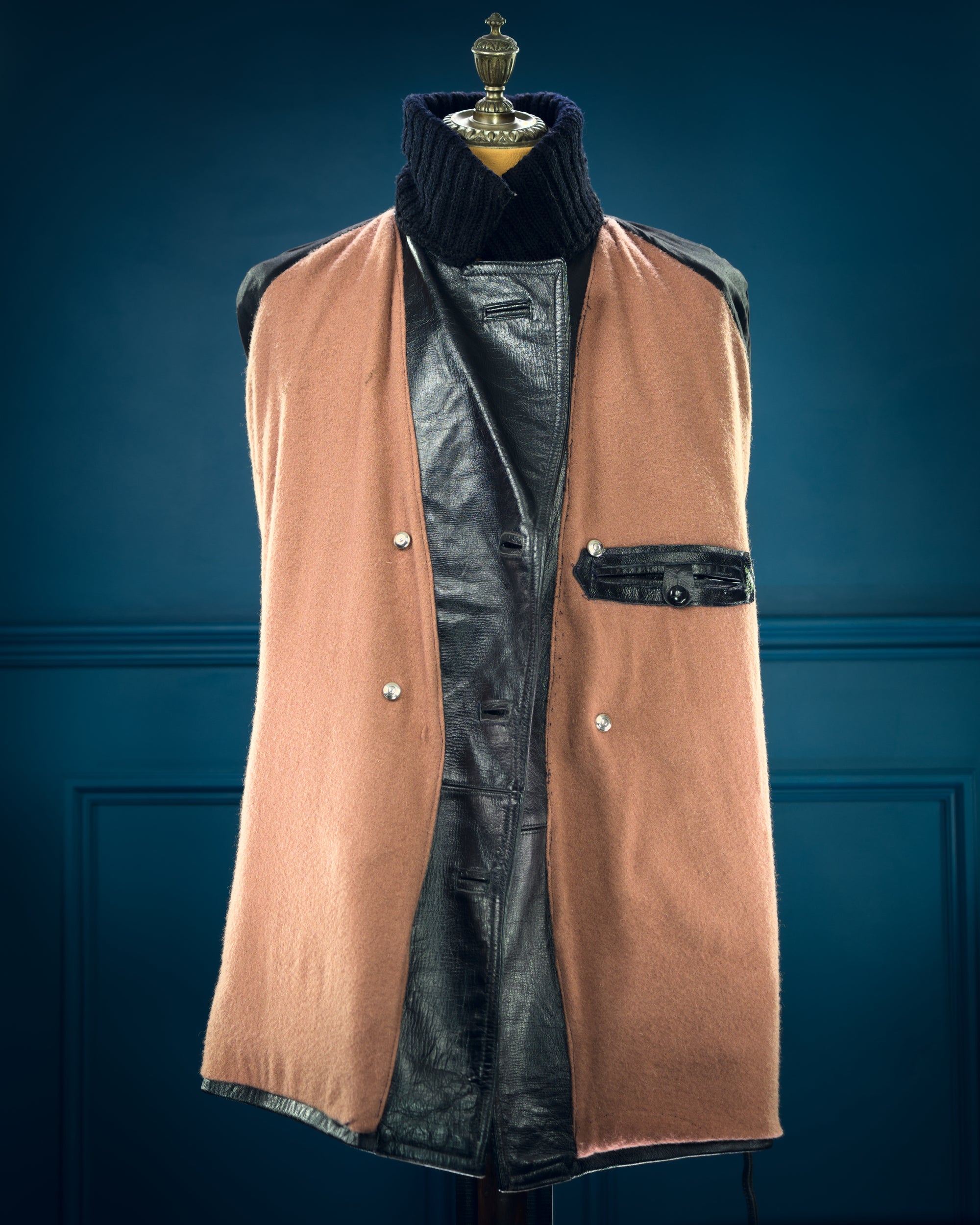 Vintage 1960s Italian Police Belted Motoring Coat Dispatch Leather Jacket “M”