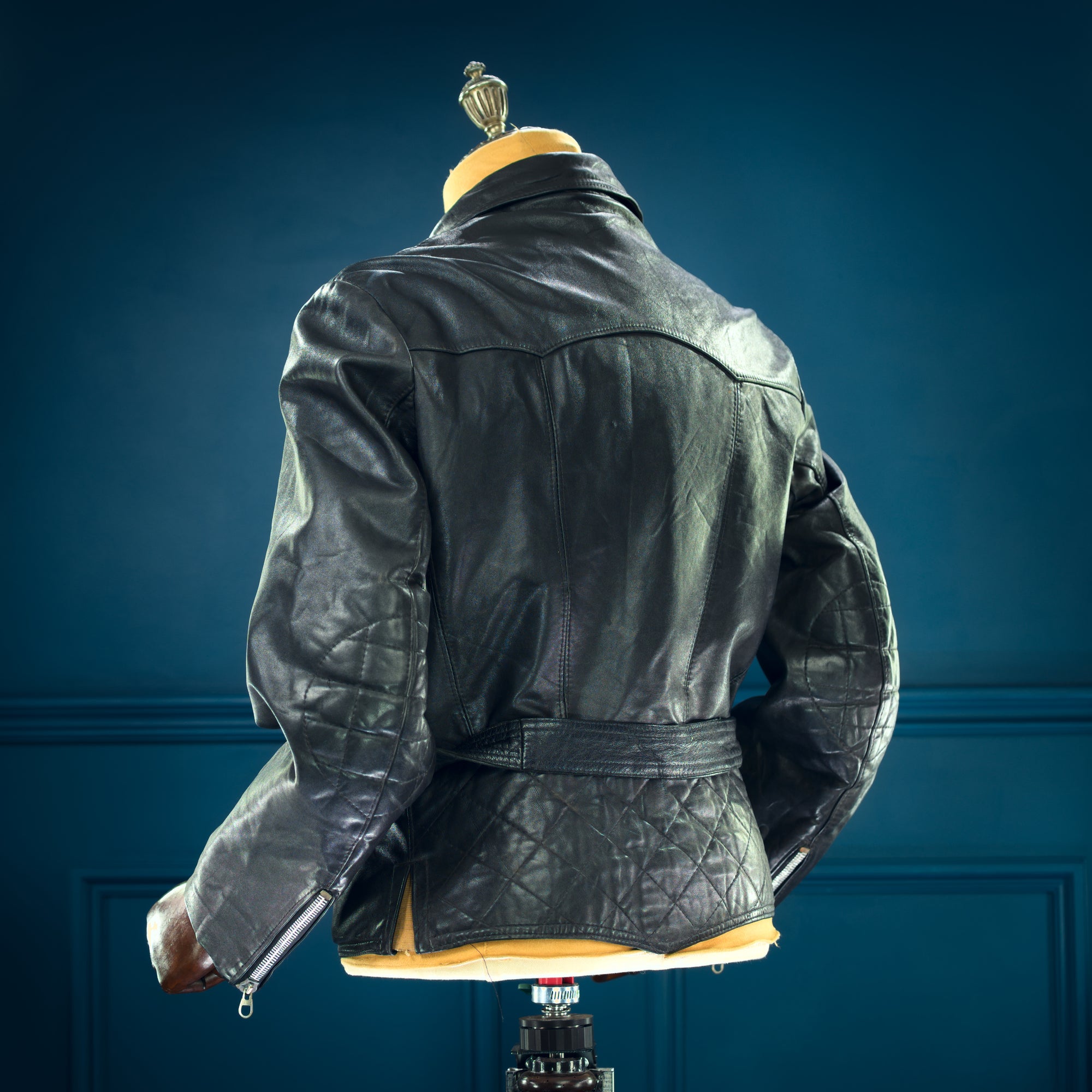 Vintage 1950s West German Lambskin Aviator Biker Flight Black Leather Jacket “M”