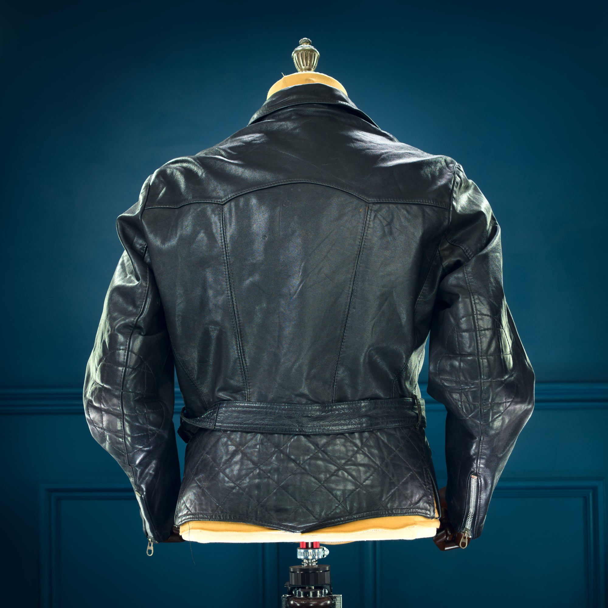 Vintage 1950s West German Lambskin Aviator Biker Flight Black Leather Jacket “M”