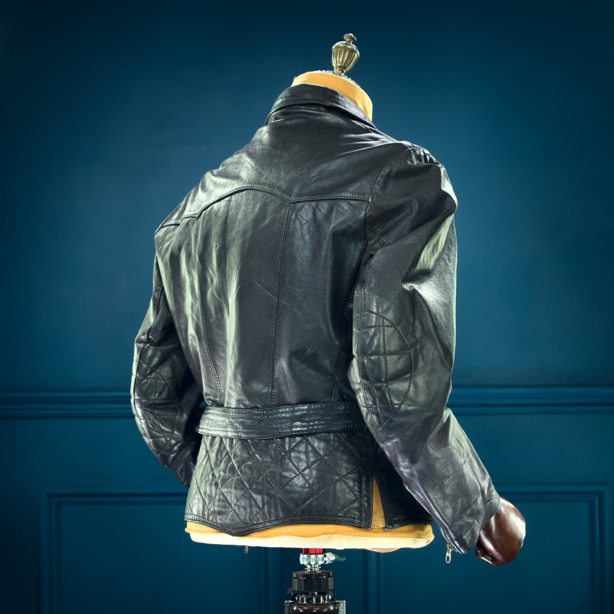 Vintage 1950s West German Lambskin Aviator Biker Flight Black Leather Jacket “M”