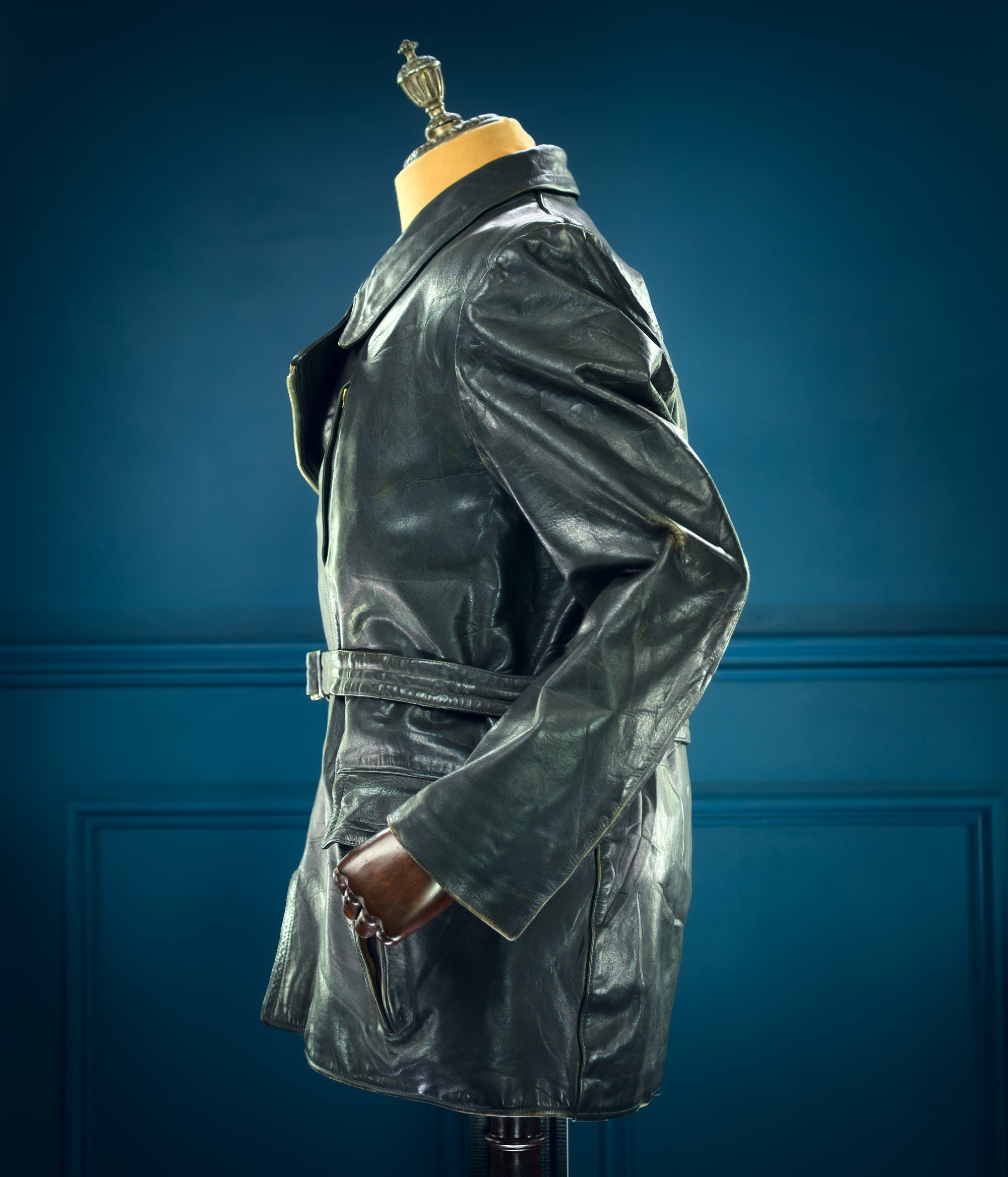 Vintage 1950s West German Horsehide Border Police Biker Dispatch Leather Jacket