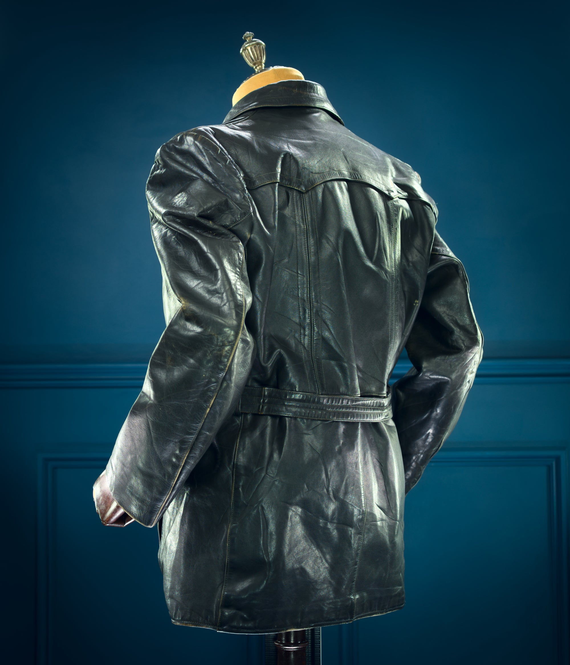 Vintage 1950s West German Horsehide Border Police Biker Dispatch Leather Jacket