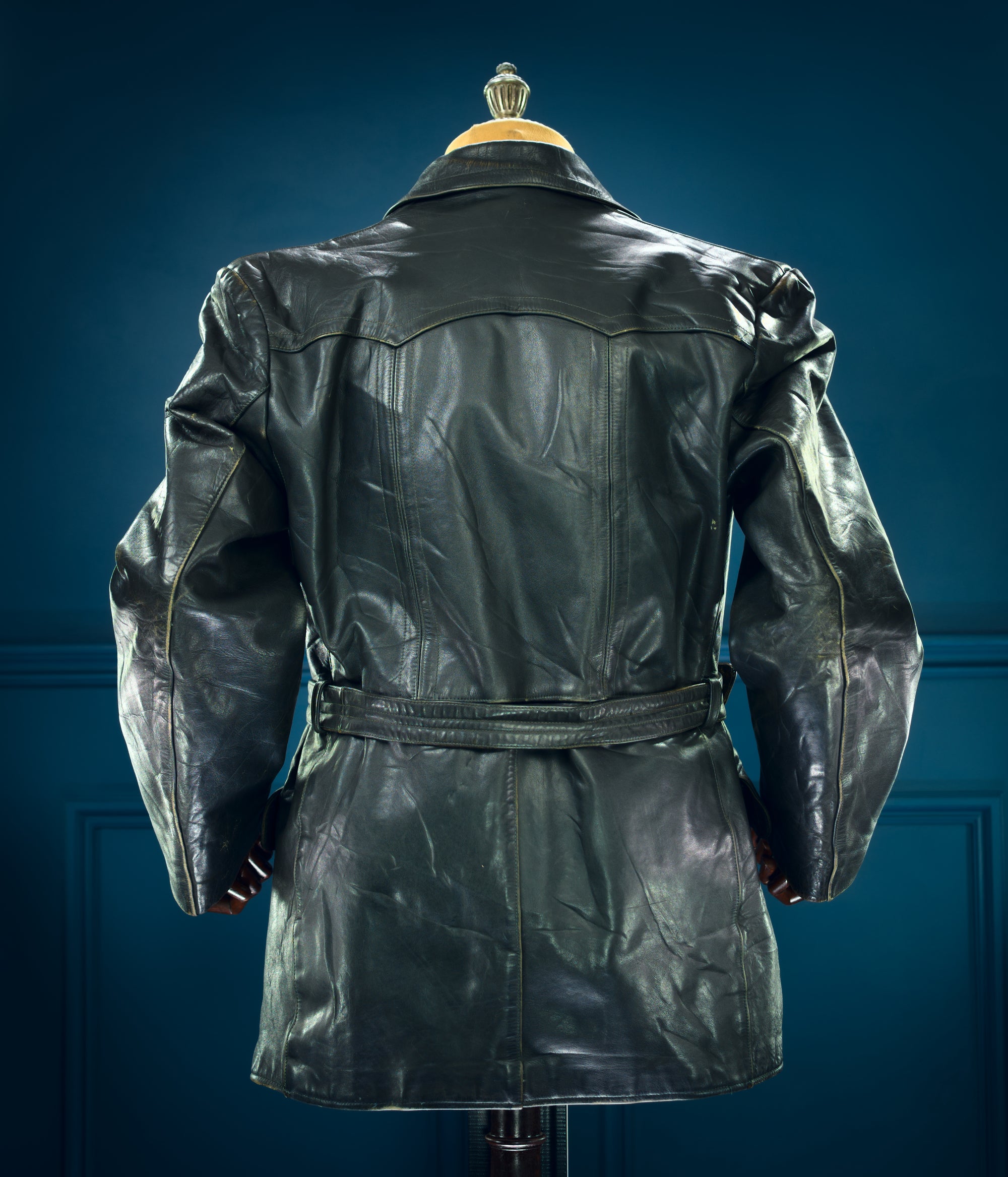 Vintage 1950s West German Horsehide Border Police Biker Dispatch Leather Jacket