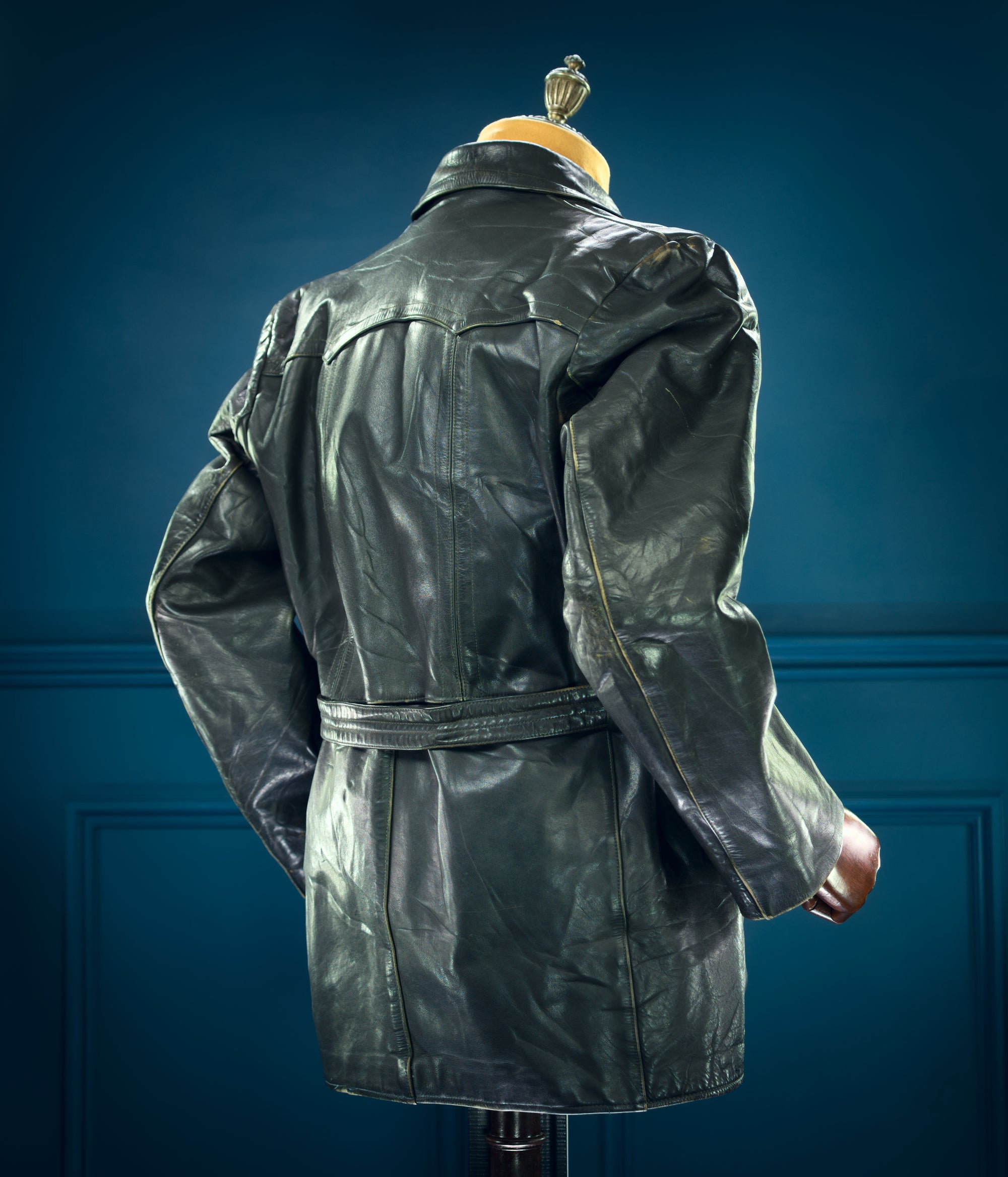 Vintage 1950s West German Horsehide Border Police Biker Dispatch Leather Jacket