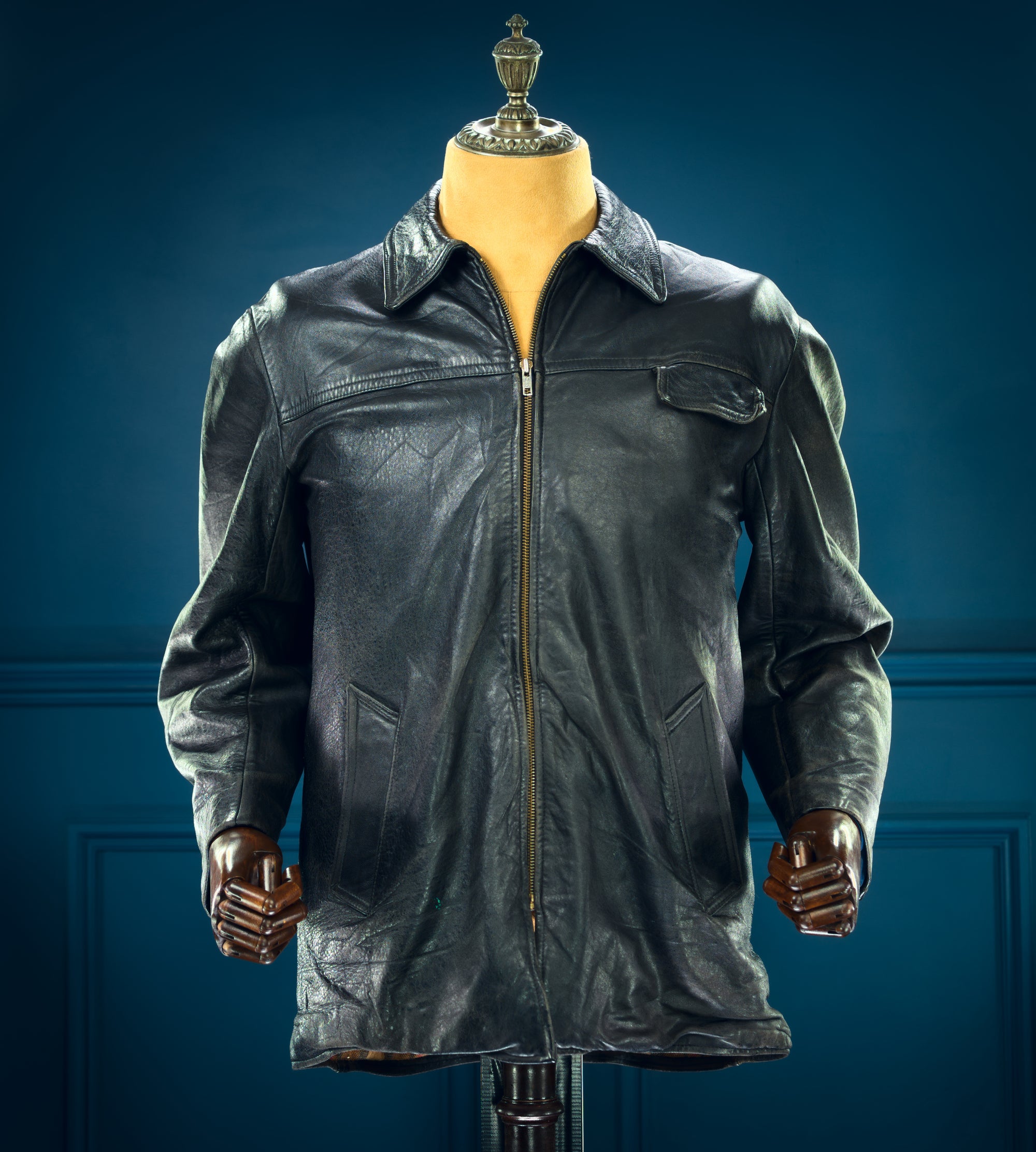 Vintage 1960s French Sheepskin Single Rider Worker Chore Leather Jacket “M”