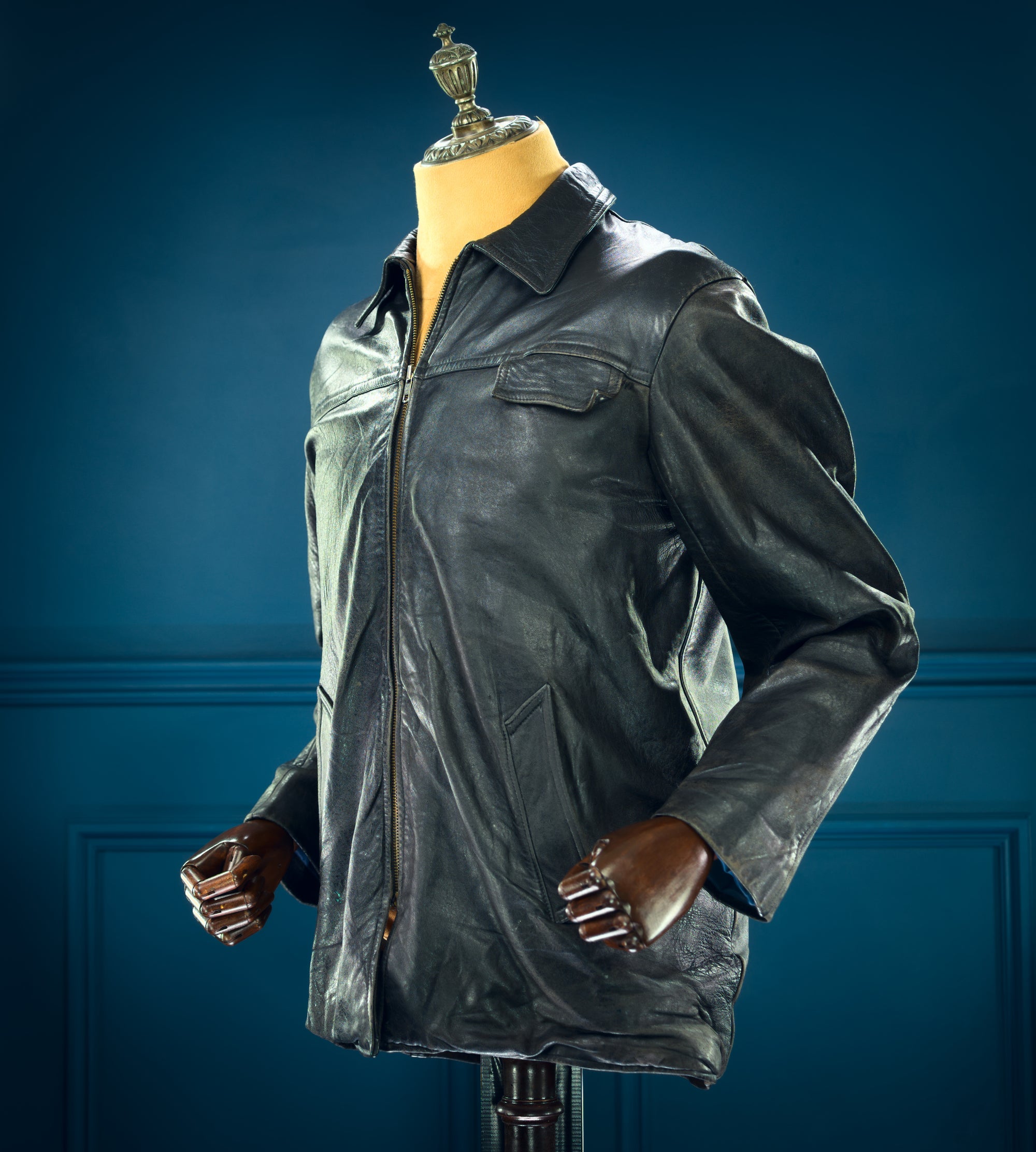 Vintage 1960s French Sheepskin Single Rider Worker Chore Leather Jacket “M”