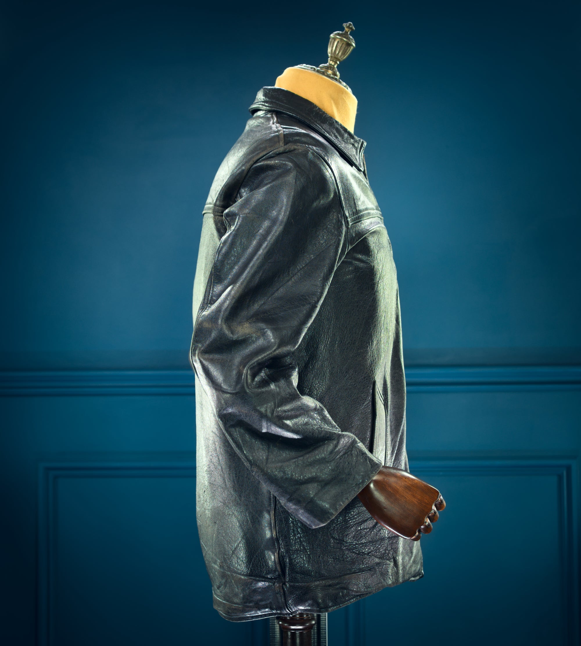 Vintage 1960s French Sheepskin Single Rider Worker Chore Leather Jacket “M”