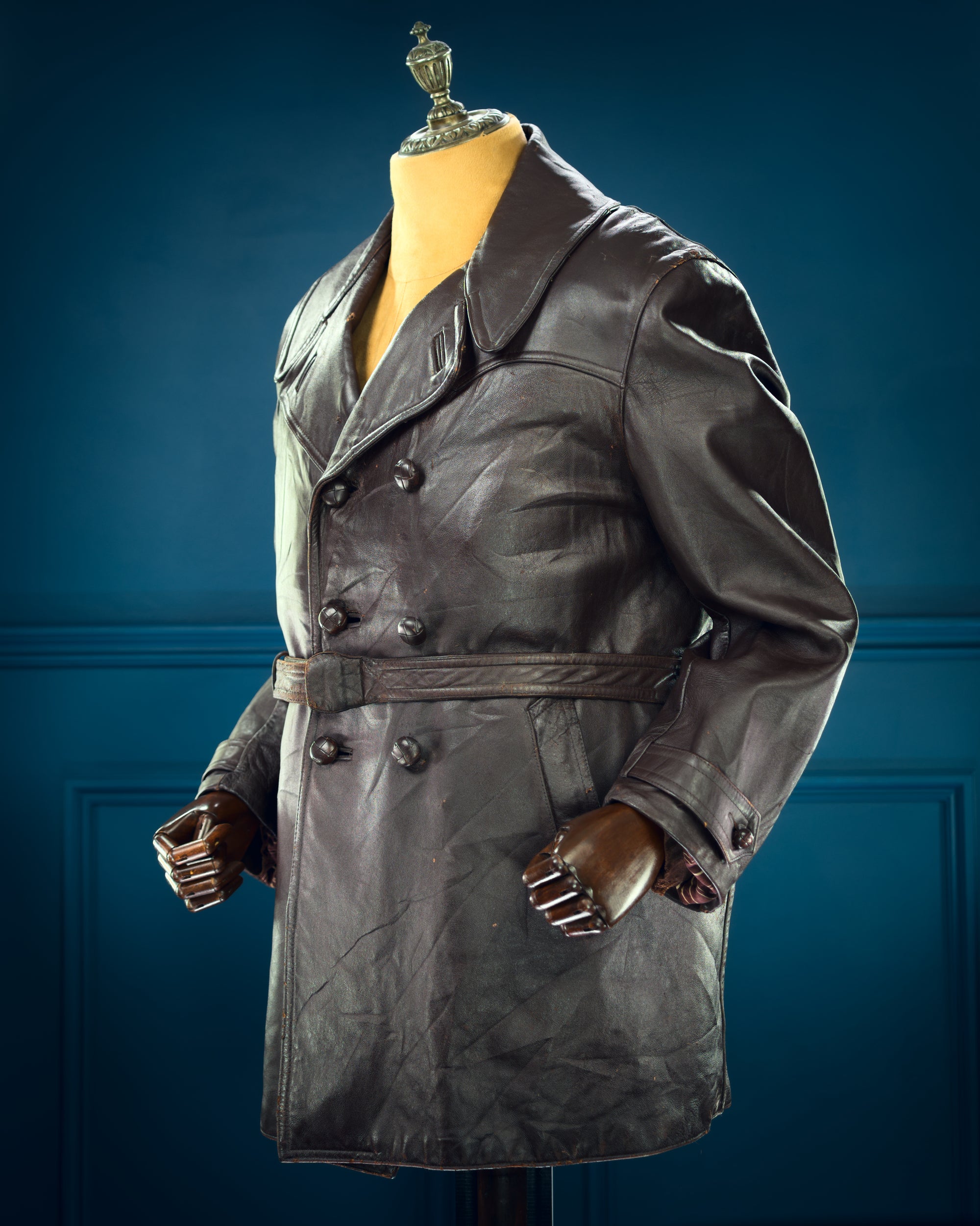 Vintage 1950s French Sheepskin Barnstormer Car Coat Flight Leather Jacket “L”