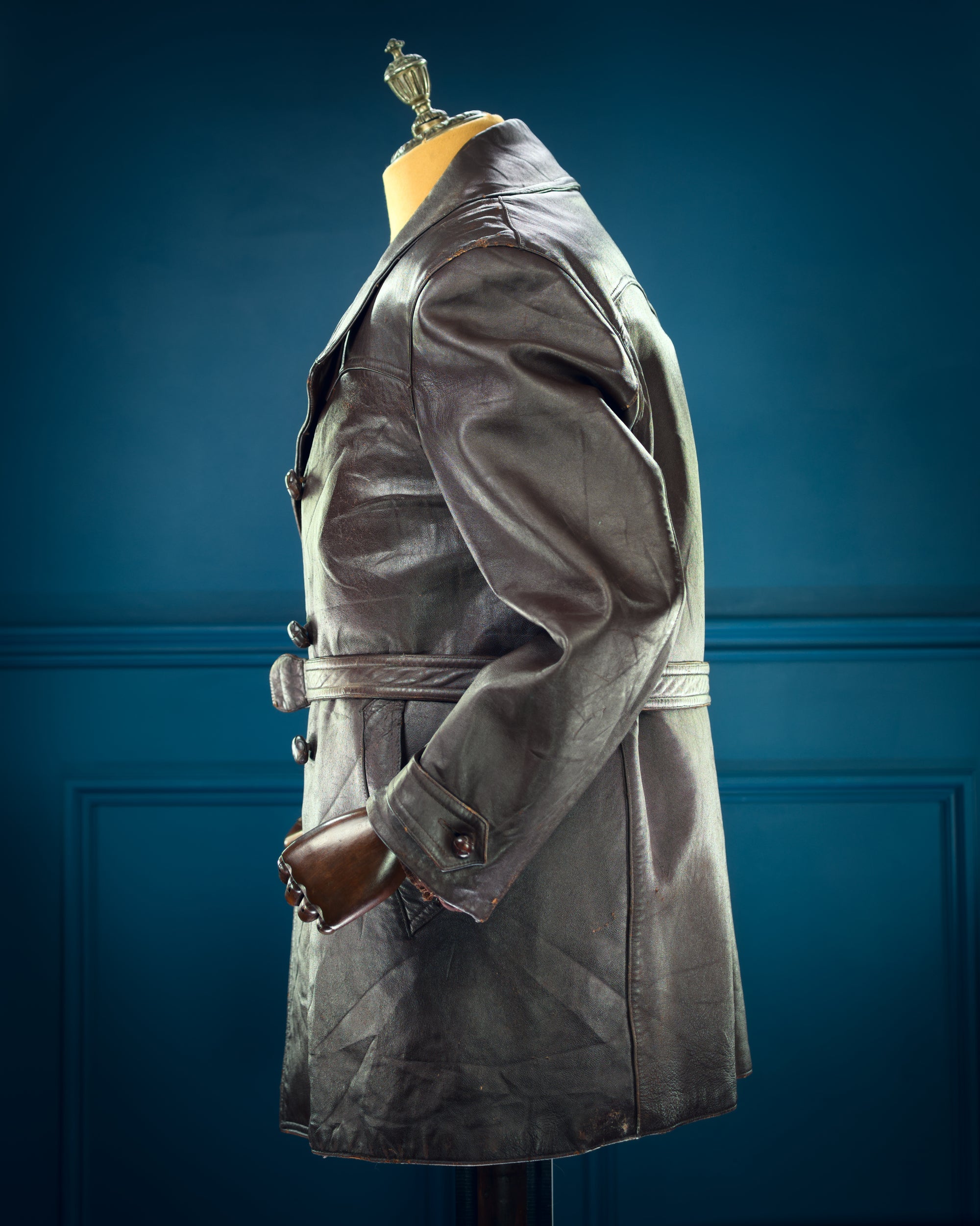 Vintage 1950s French Sheepskin Barnstormer Car Coat Flight Leather Jacket “L”