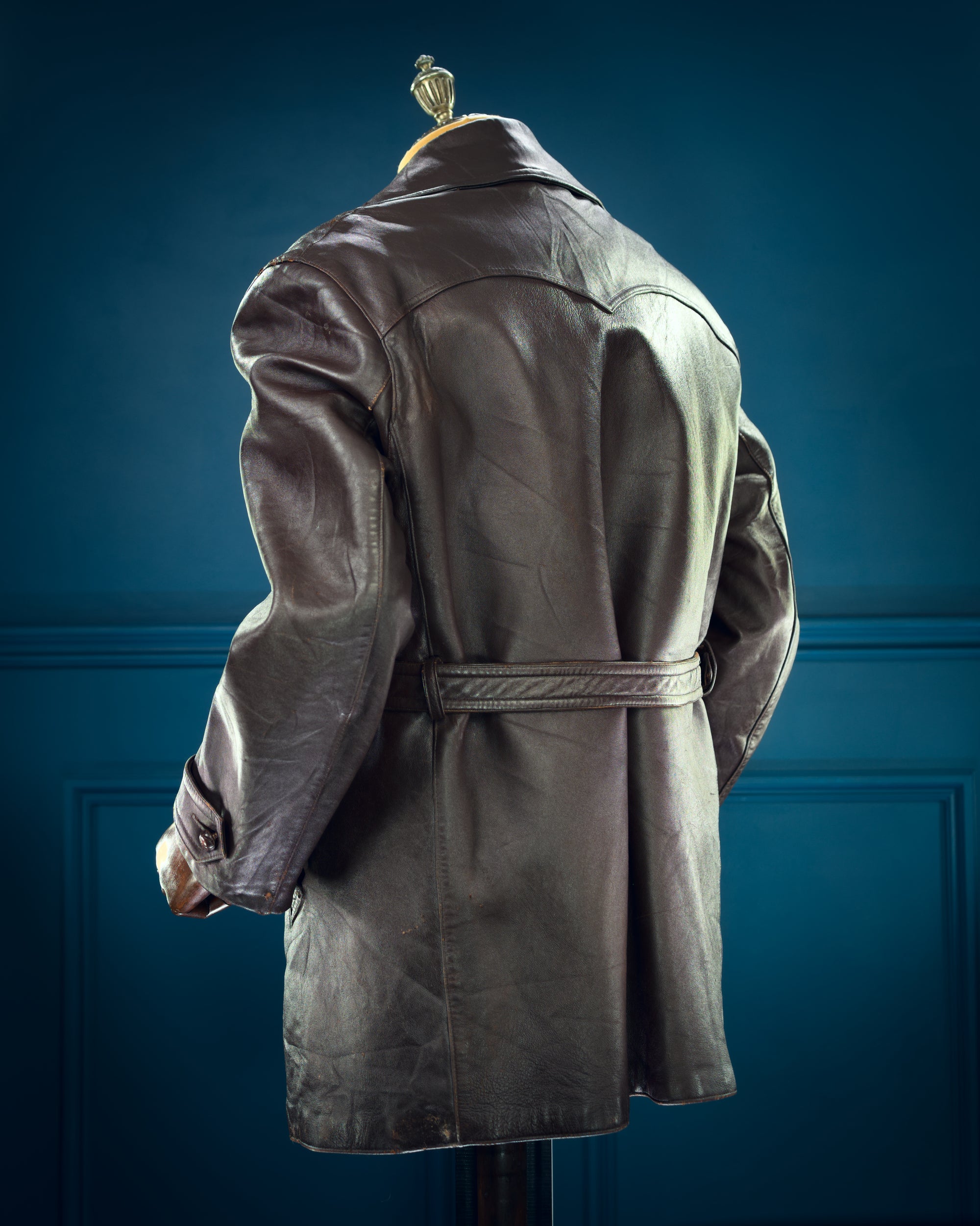 Vintage 1950s French Sheepskin Barnstormer Car Coat Flight Leather Jacket “L”