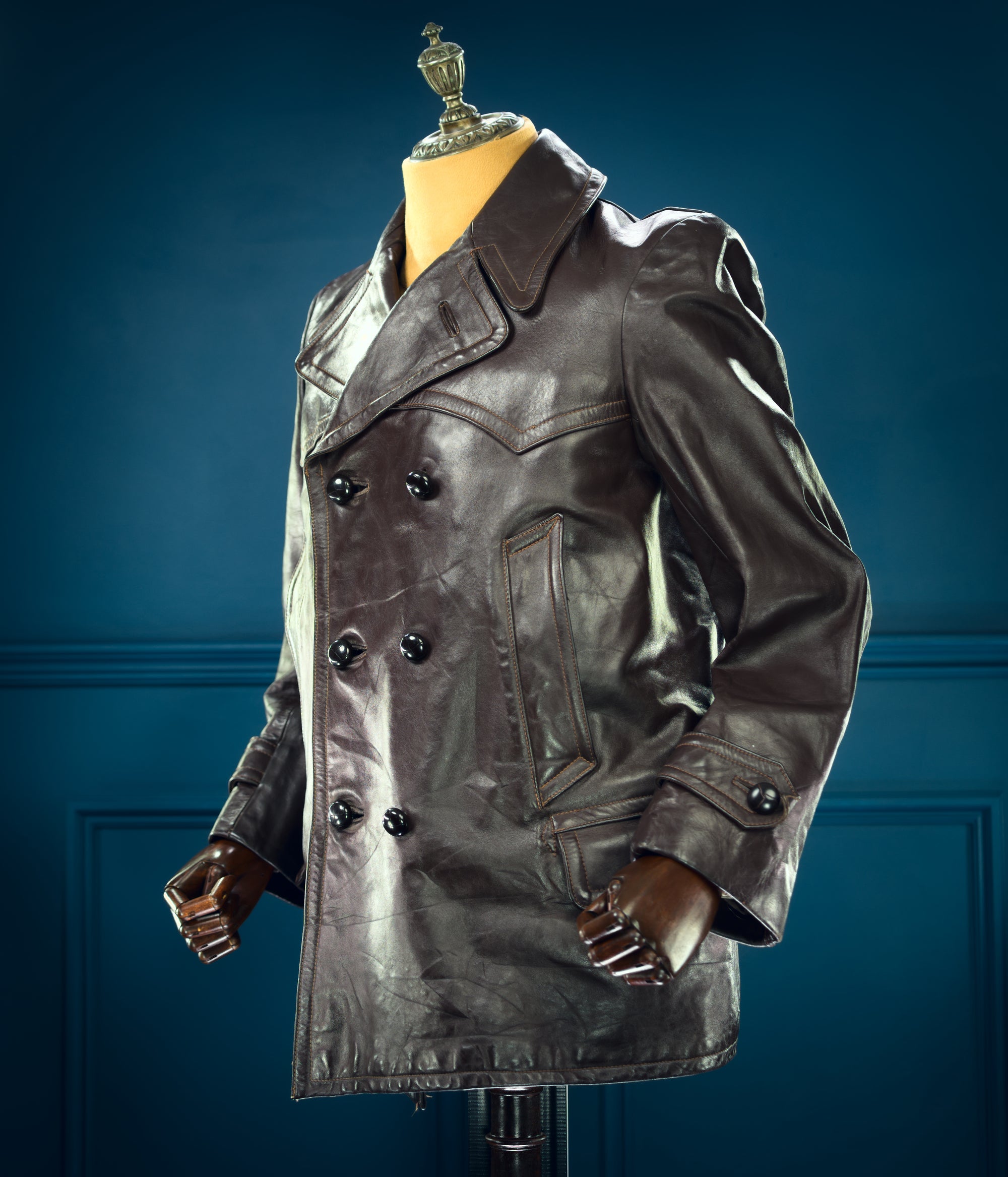 Vintage 1940s German Horsehide Car Peacoat Motoring Reefer Leather Jacket “M”