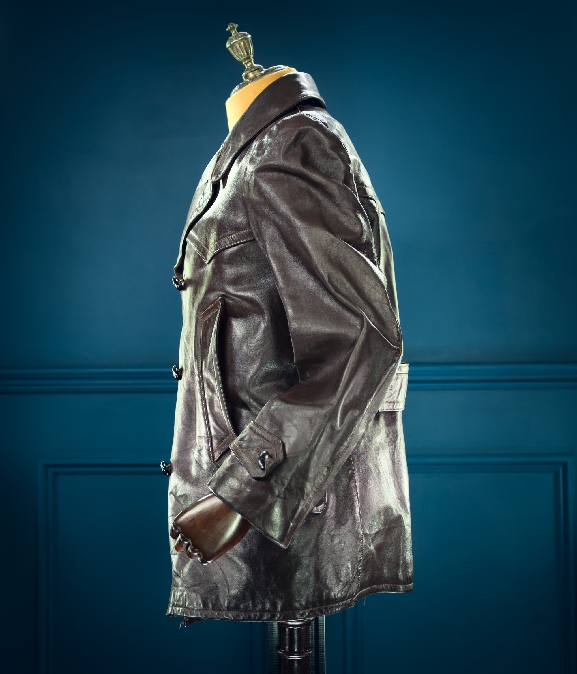 Vintage 1940s German Horsehide Car Peacoat Motoring Reefer Leather Jacket “M”