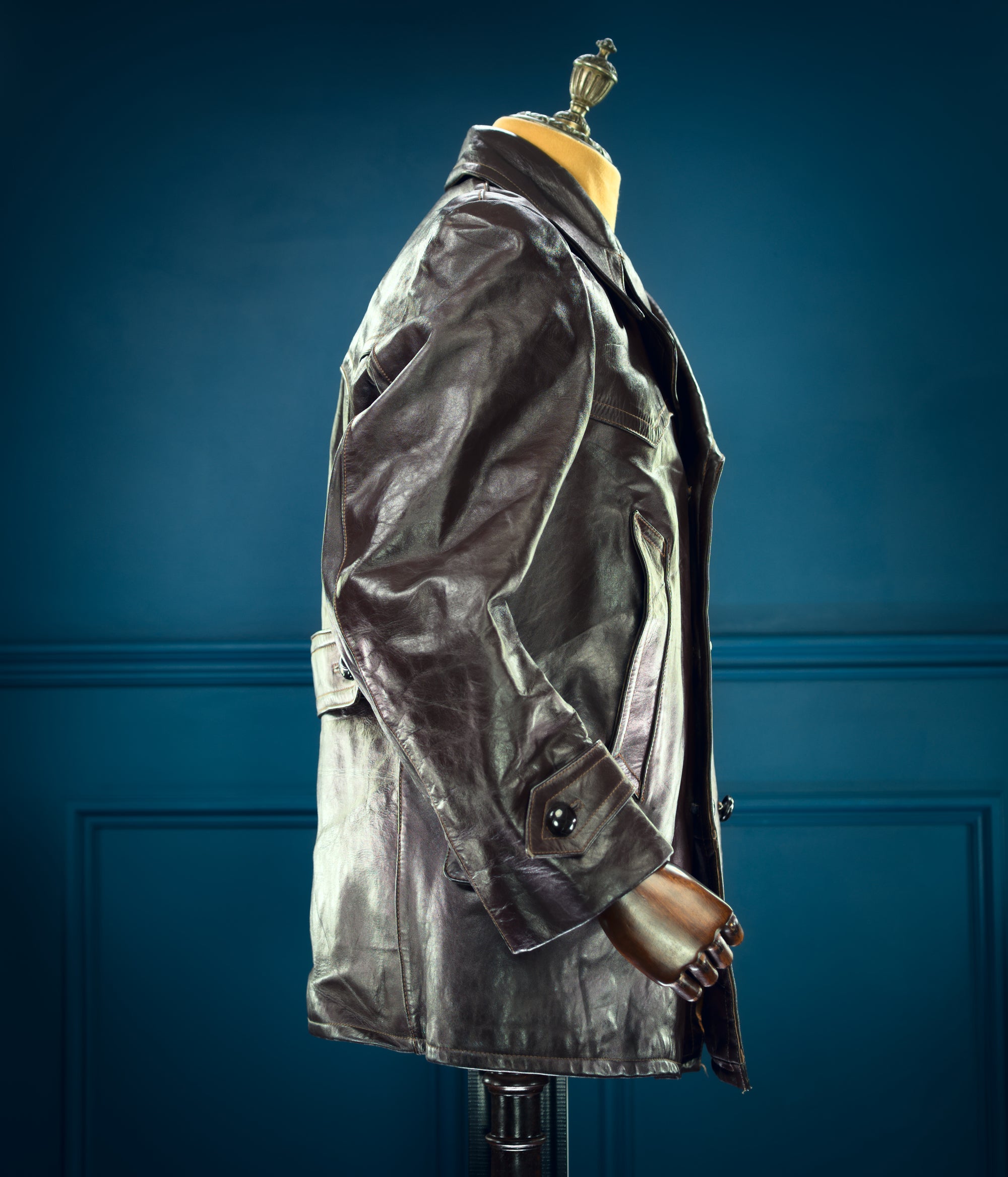 Vintage 1940s German Horsehide Car Peacoat Motoring Reefer Leather Jacket “M”