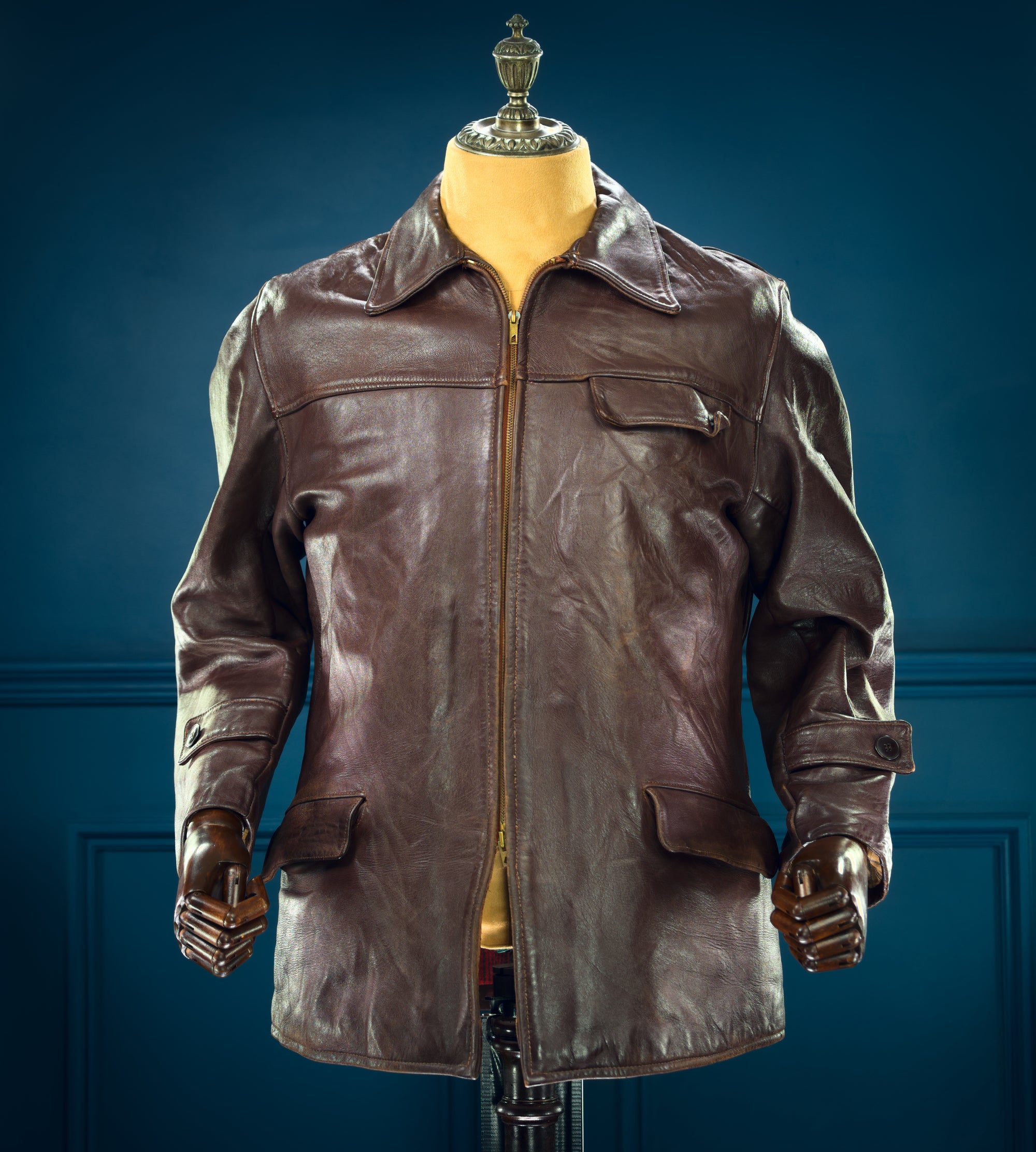 Vintage 1950s French Sheepskin Single Rider Worker Chore Leather Jacket “M”