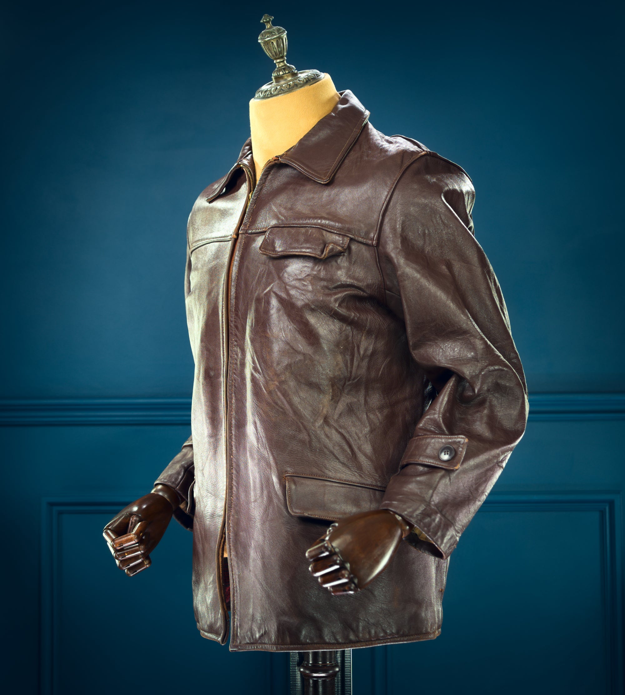 Vintage 1950s French Sheepskin Single Rider Worker Chore Leather Jacket “M”