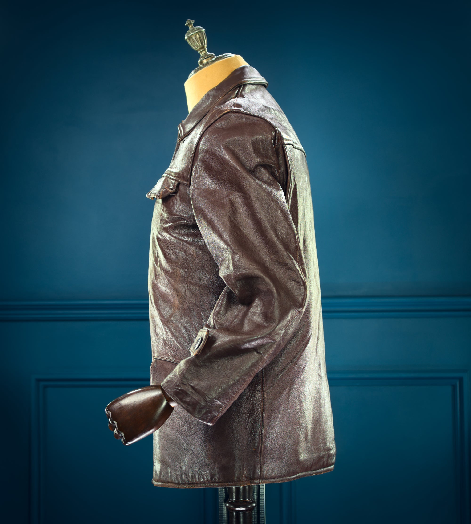 Vintage 1950s French Sheepskin Single Rider Worker Chore Leather Jacket “M”