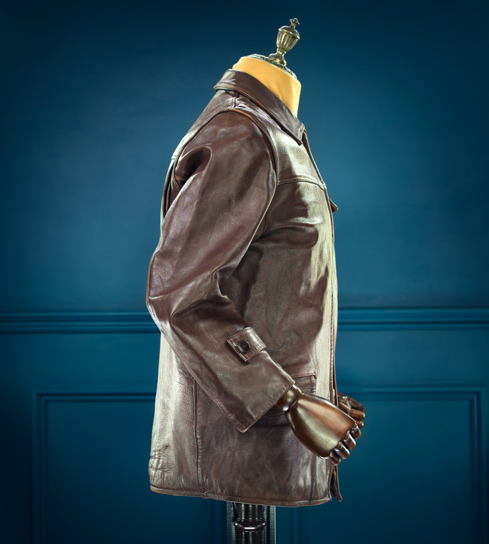 Vintage 1950s French Sheepskin Single Rider Worker Chore Leather Jacket “M”