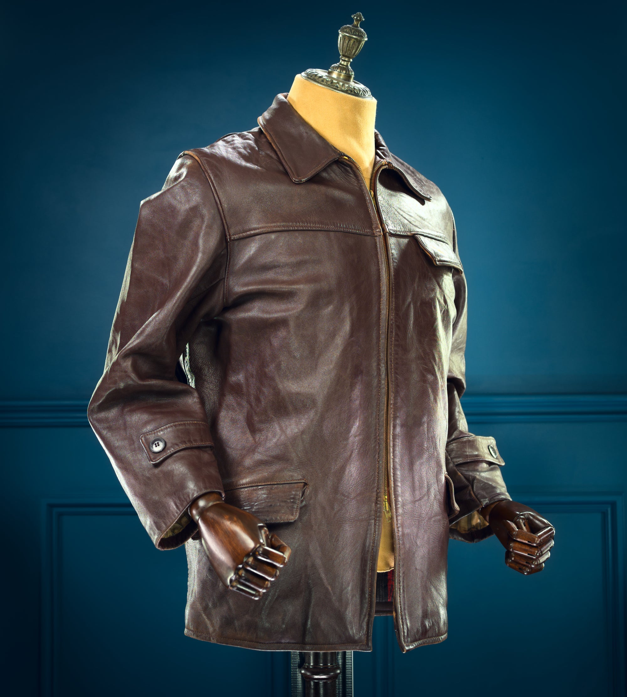 Vintage 1950s French Sheepskin Single Rider Worker Chore Leather Jacket “M”