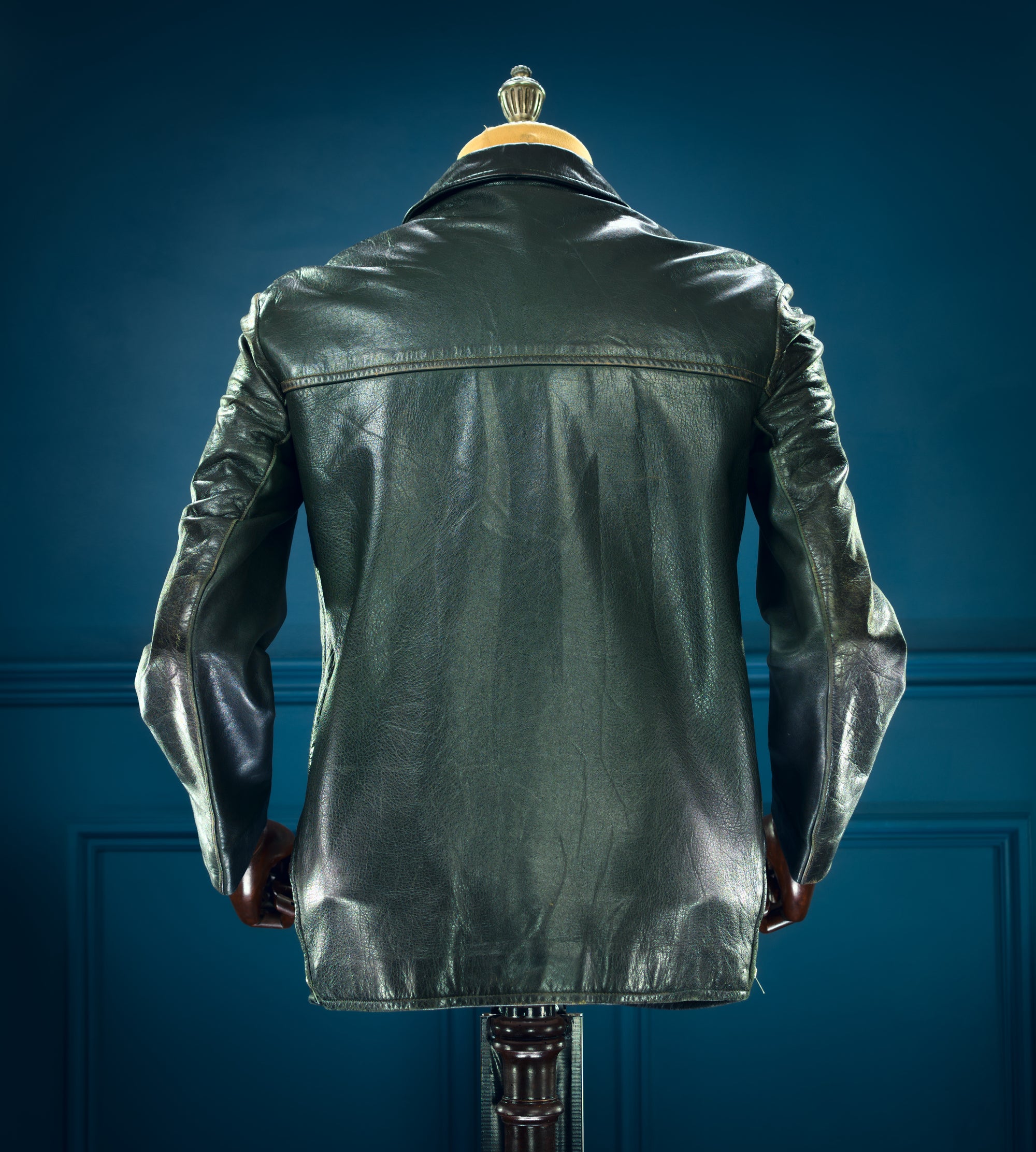 Vintage 1960s East German Sheepskin Single Rider Worker Chore Leather Jacket “S”