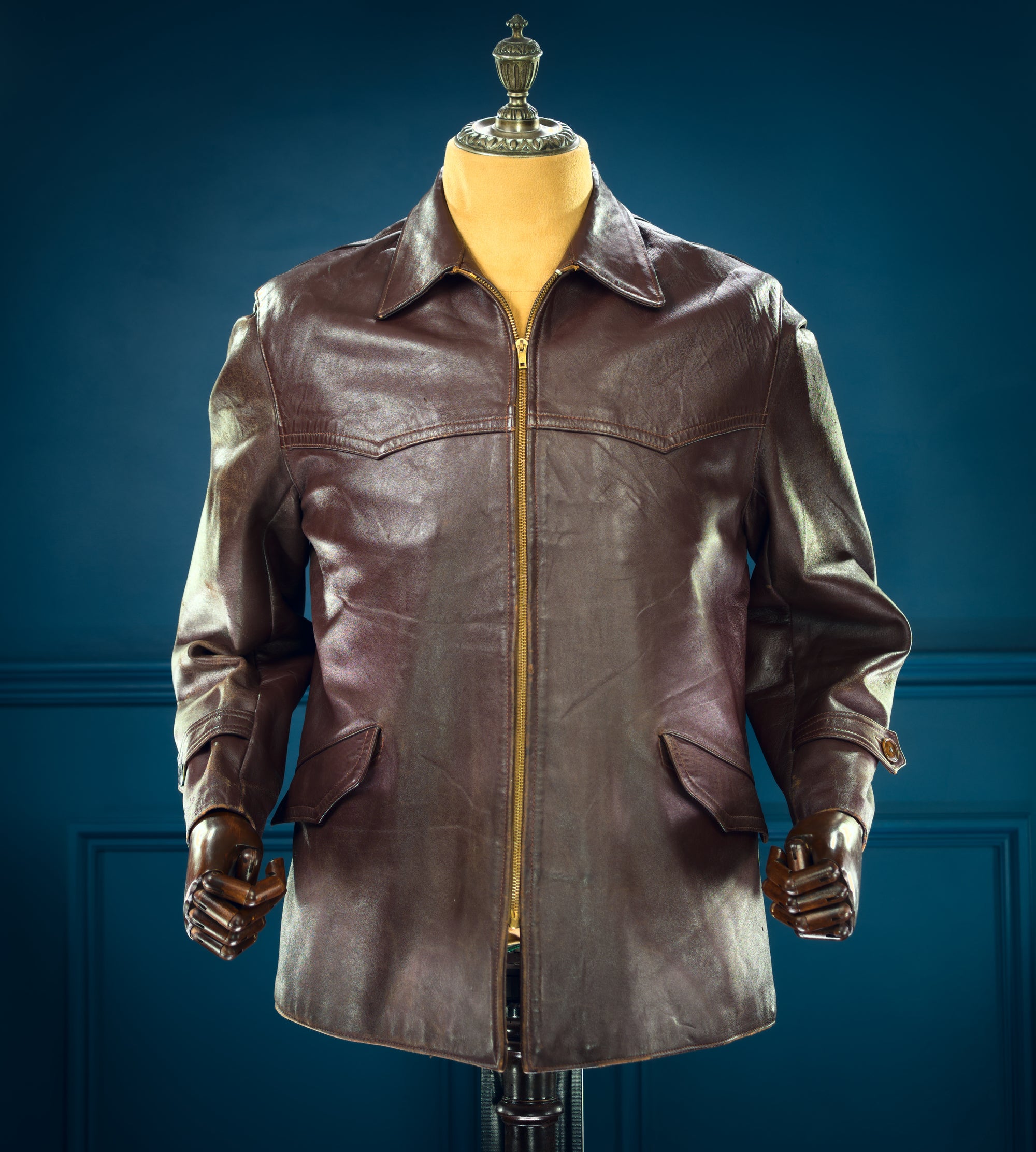 Vintage 1950s French Sheepskin Single Rider Worker Chore Leather Jacket “M”