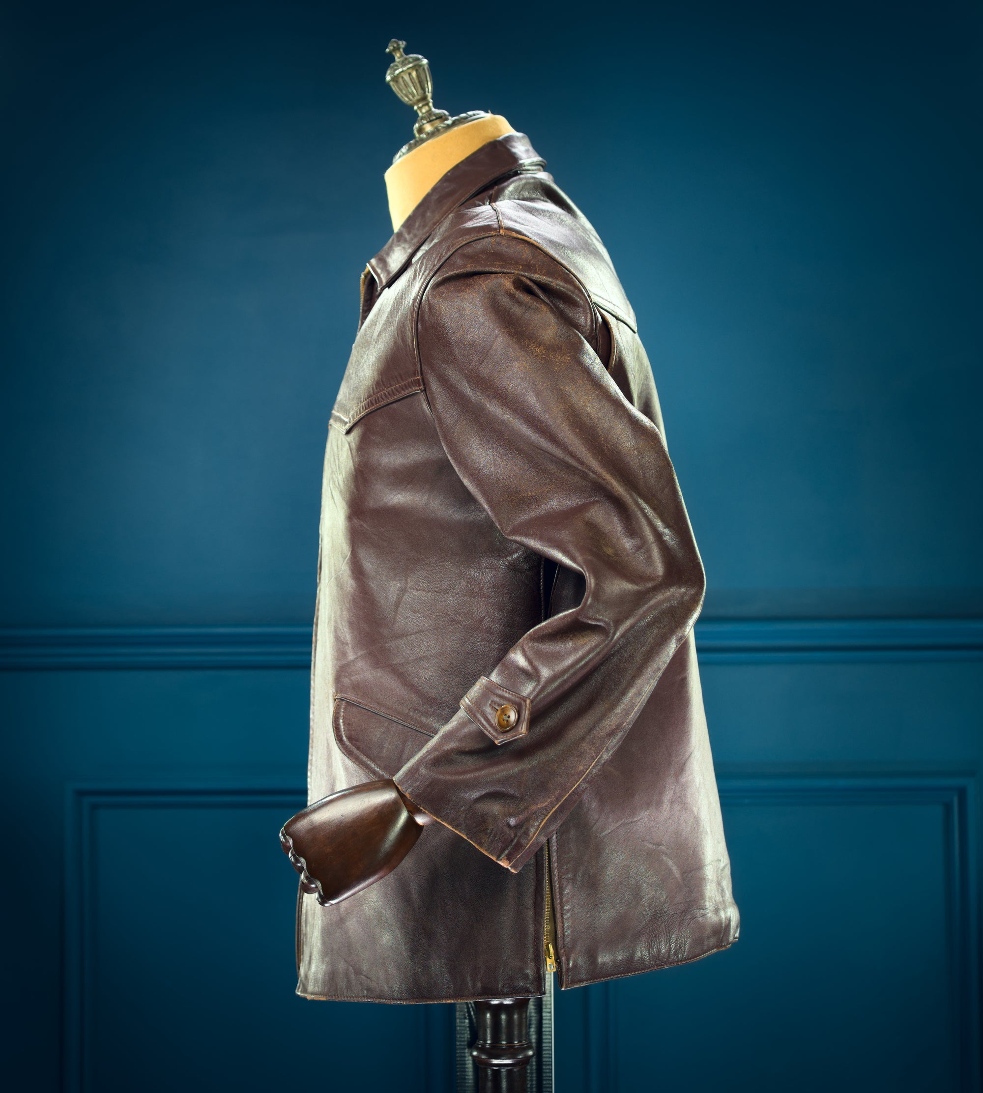 Vintage 1950s French Sheepskin Single Rider Worker Chore Leather Jacket “M”