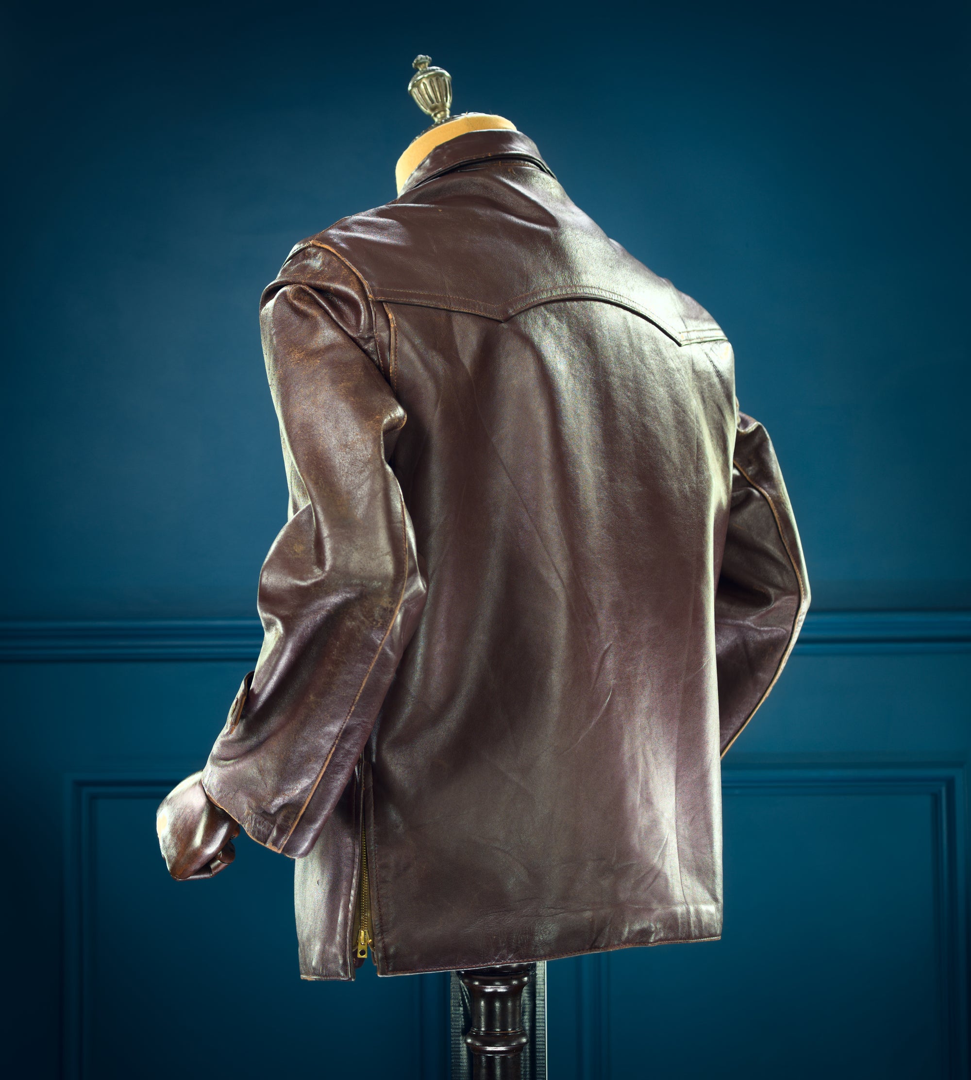 Vintage 1950s French Sheepskin Single Rider Worker Chore Leather Jacket “M”