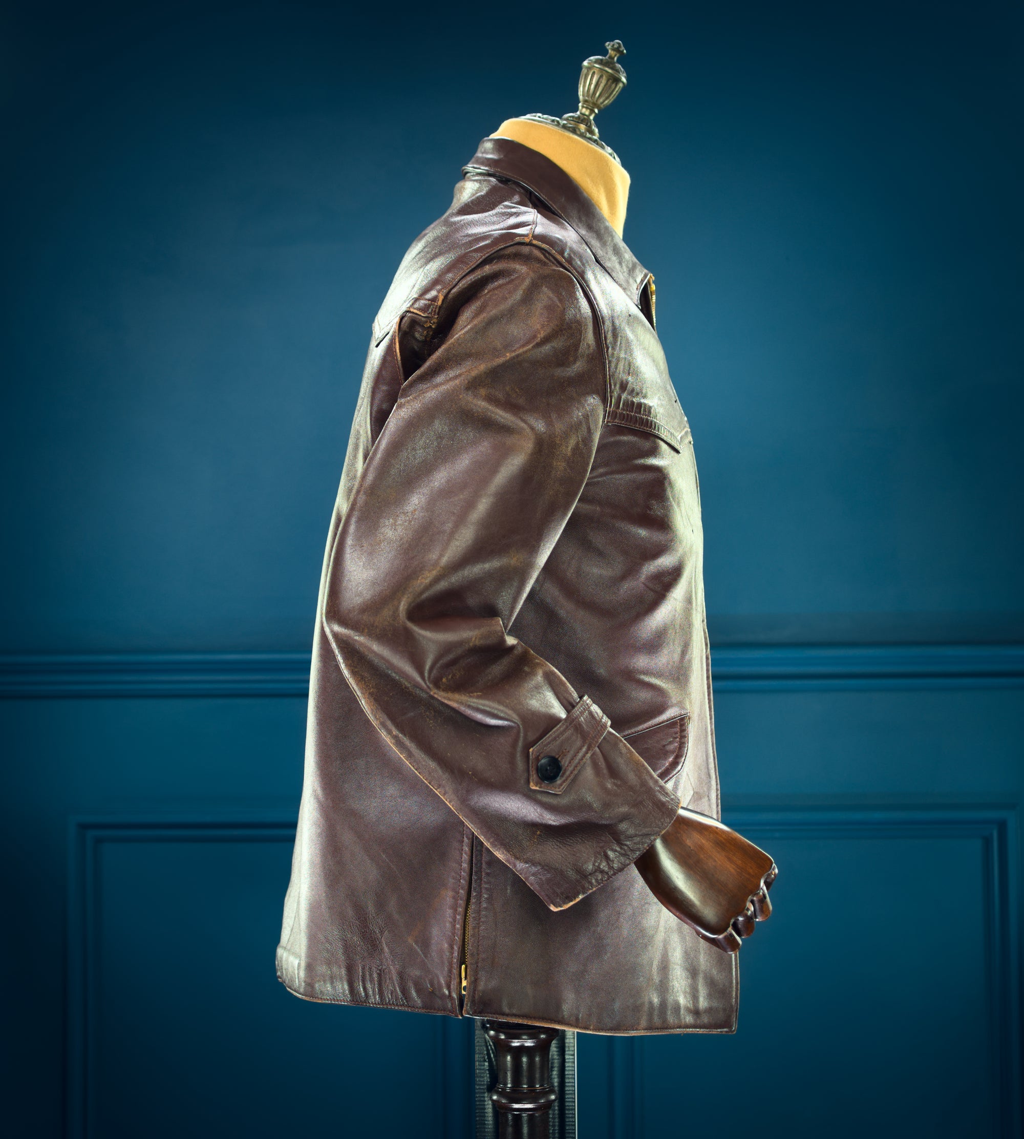 Vintage 1950s French Sheepskin Single Rider Worker Chore Leather Jacket “M”