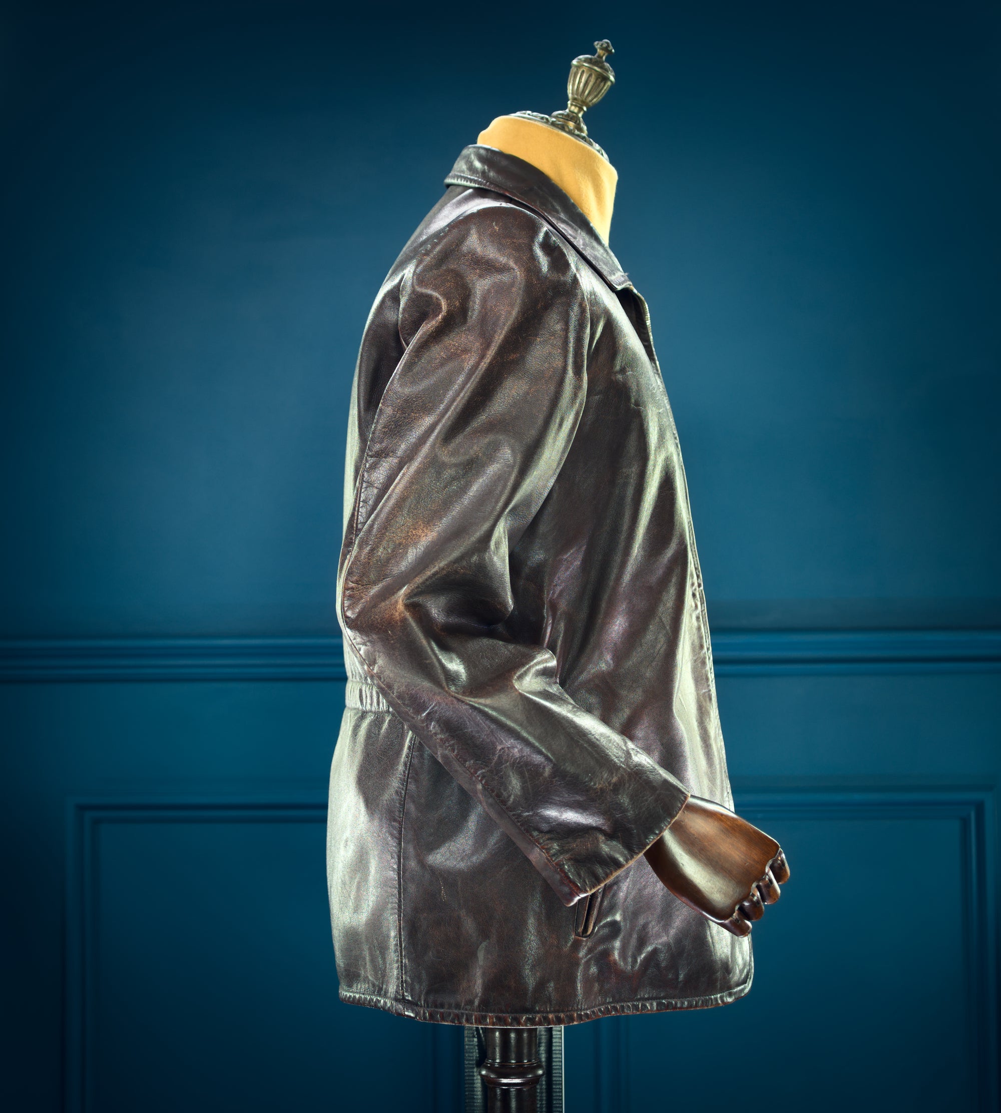 Vintage 1940s German Deerskin Single Rider Worker Chore Brown Leather Jacket “M”