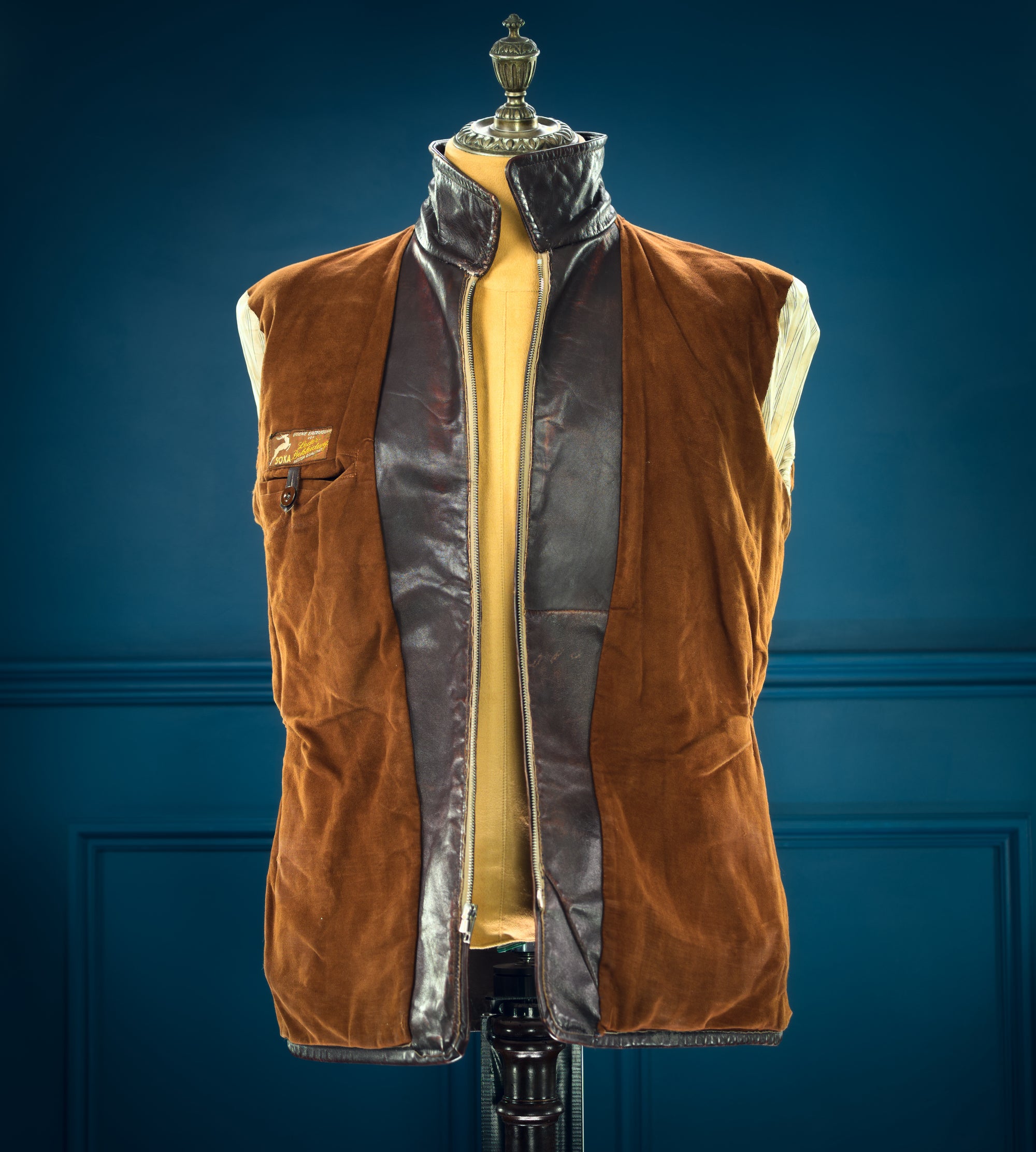 Vintage 1940s German Deerskin Single Rider Worker Chore Brown Leather Jacket “M”