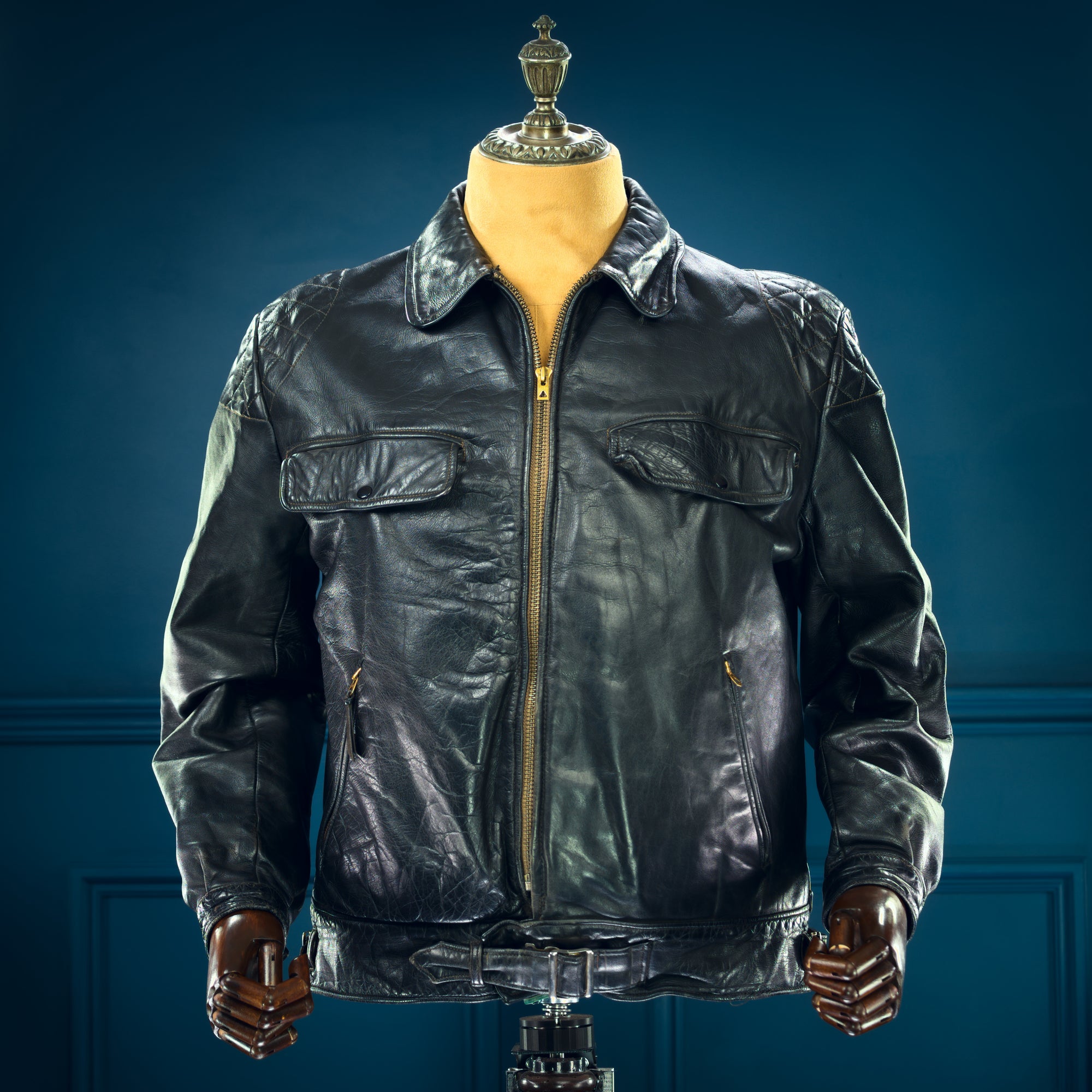 Vintage 1940s German Horsehide Single Rider Biker Police Leather Jacket “L”