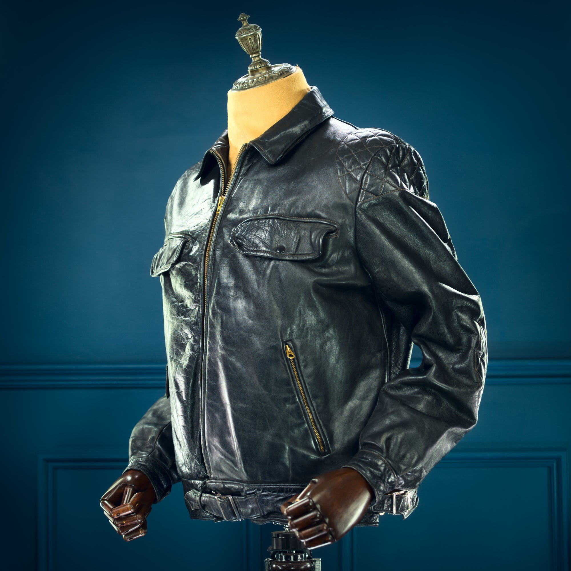 Vintage 1940s German Horsehide Single Rider Biker Police Leather Jacket “L”