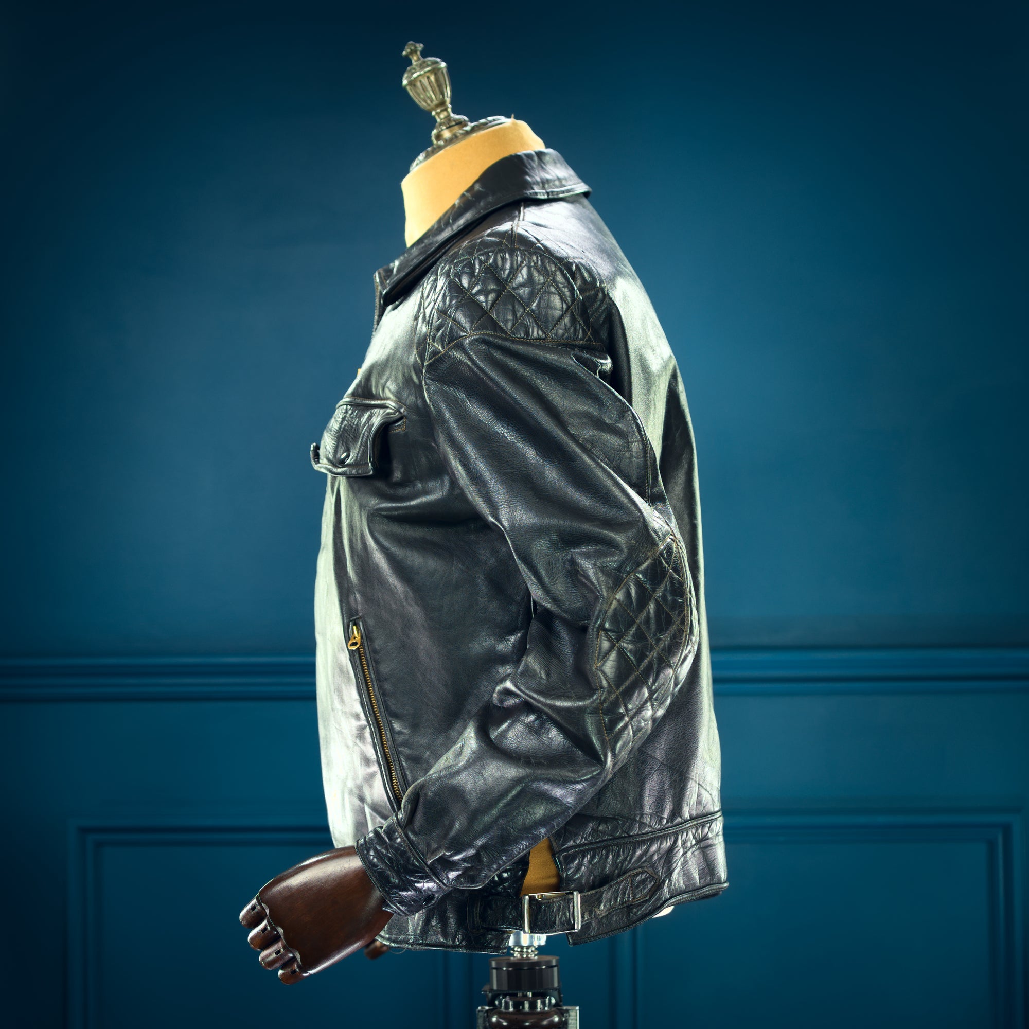 Vintage 1940s German Horsehide Single Rider Biker Police Leather Jacket “L”