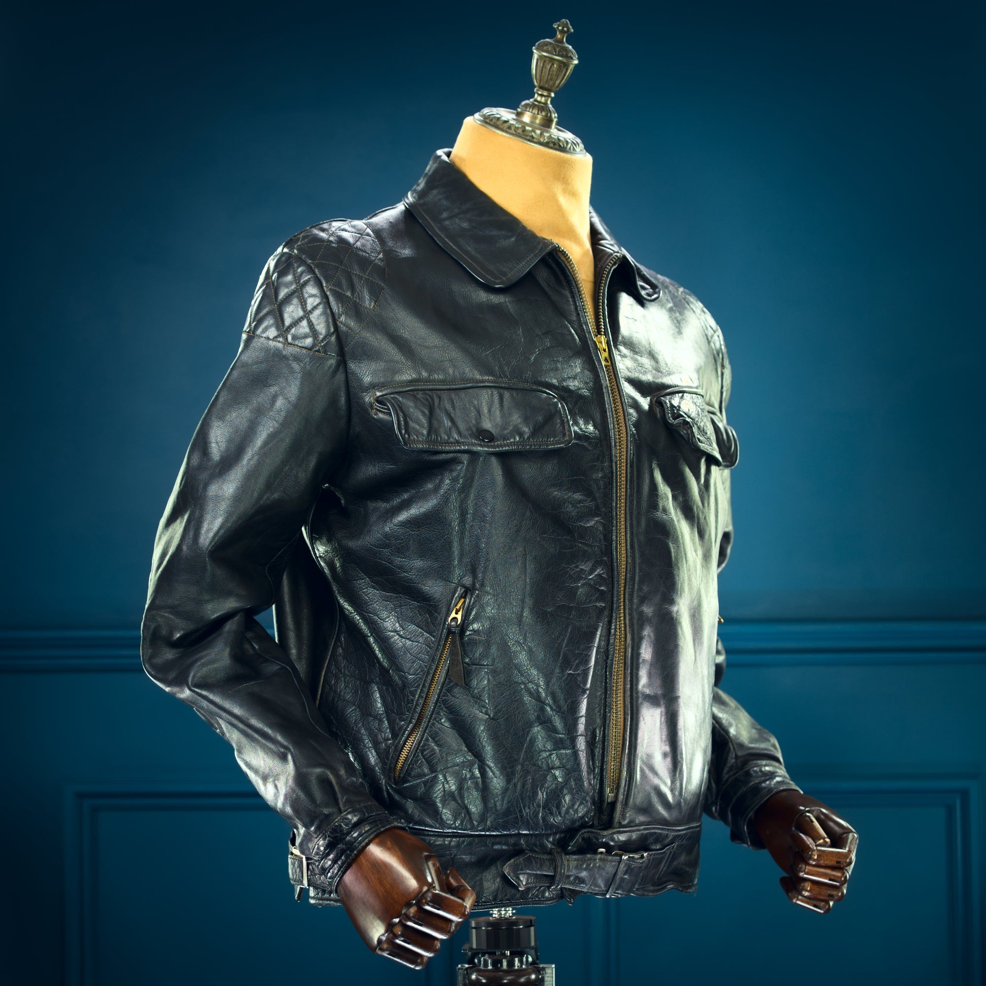 Vintage 1940s German Horsehide Single Rider Biker Police Leather Jacket “L”