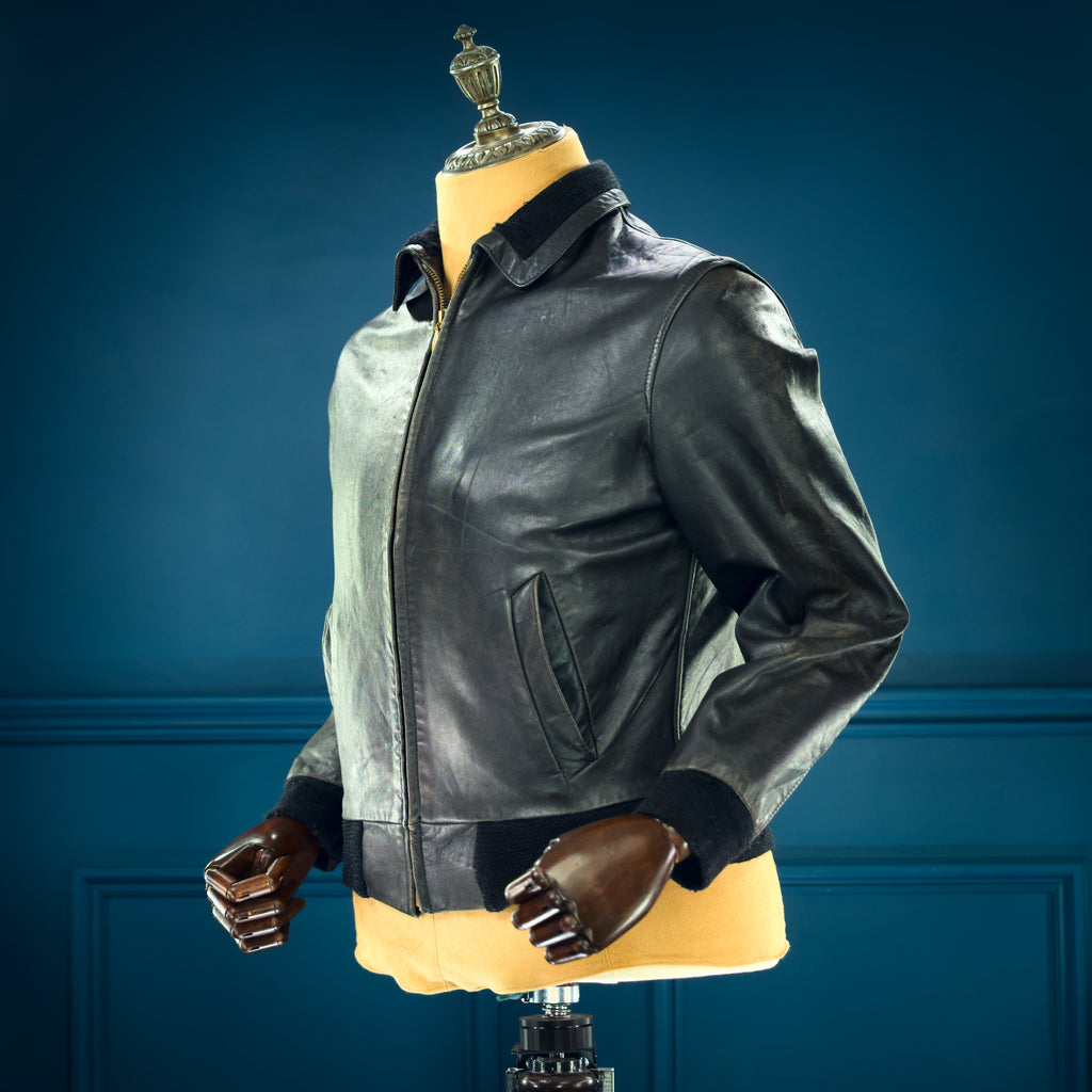 Vintage 1950s German Beatles Hamburg Sheepskin Flight Bomber Leather Jacket “S”