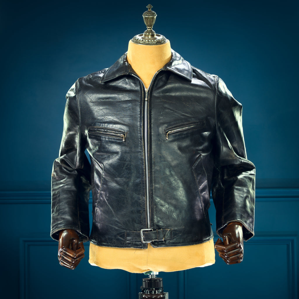 Vintage 1960s British Steerhide Black Single Rider Highwayman Leather Jacket “S”